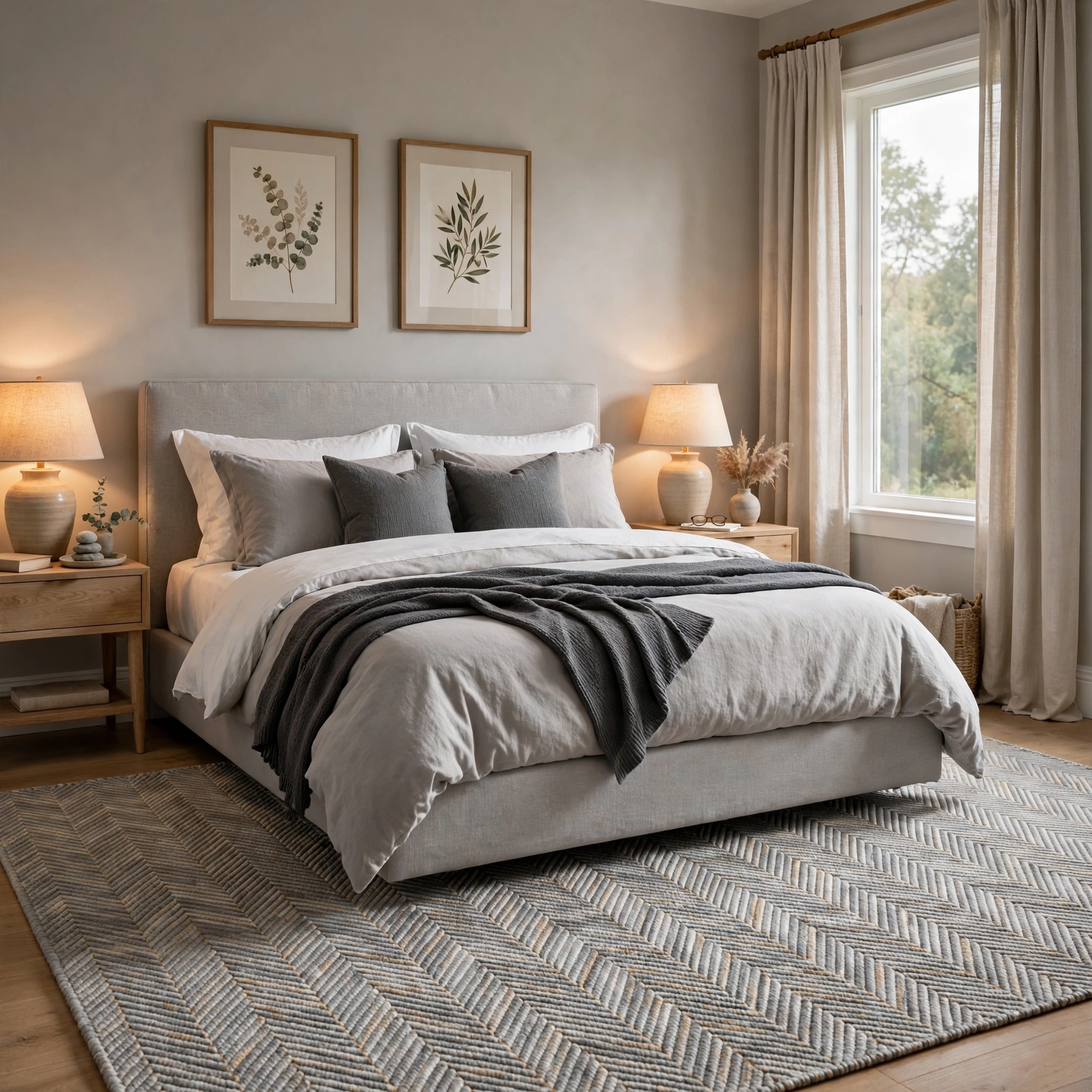 11. Grey Herringbone Rug for Grey Bedroom Ideas