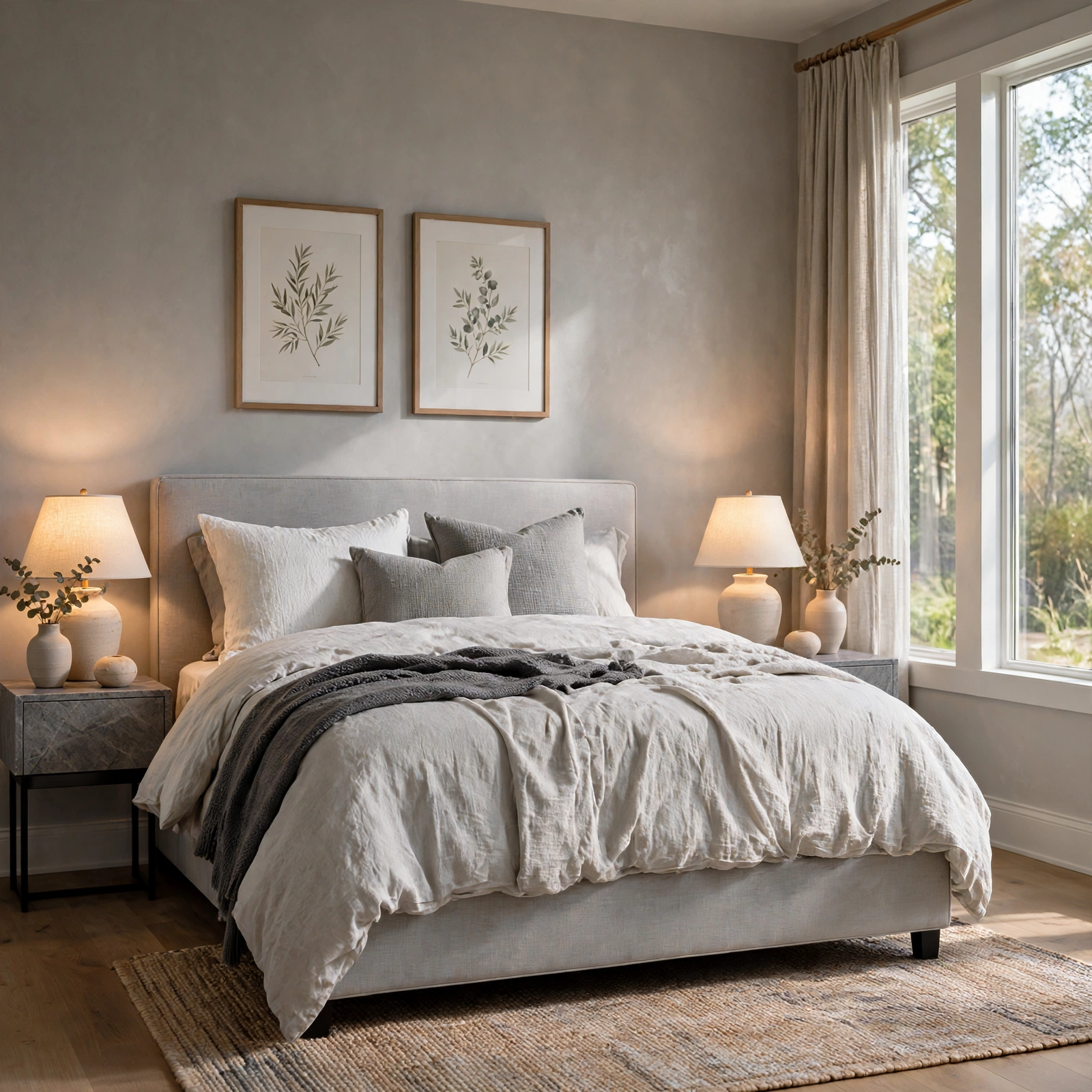 9. Grey Marble Side Table for Grey Bedroom Ideas