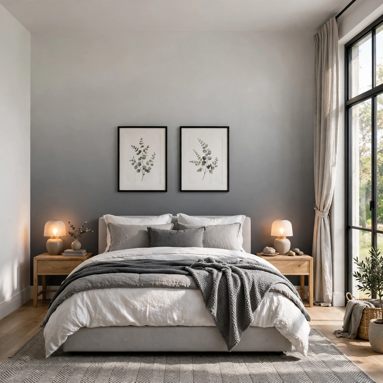 13. Grey Ombre Wall Treatment for Grey Bedroom Ideas