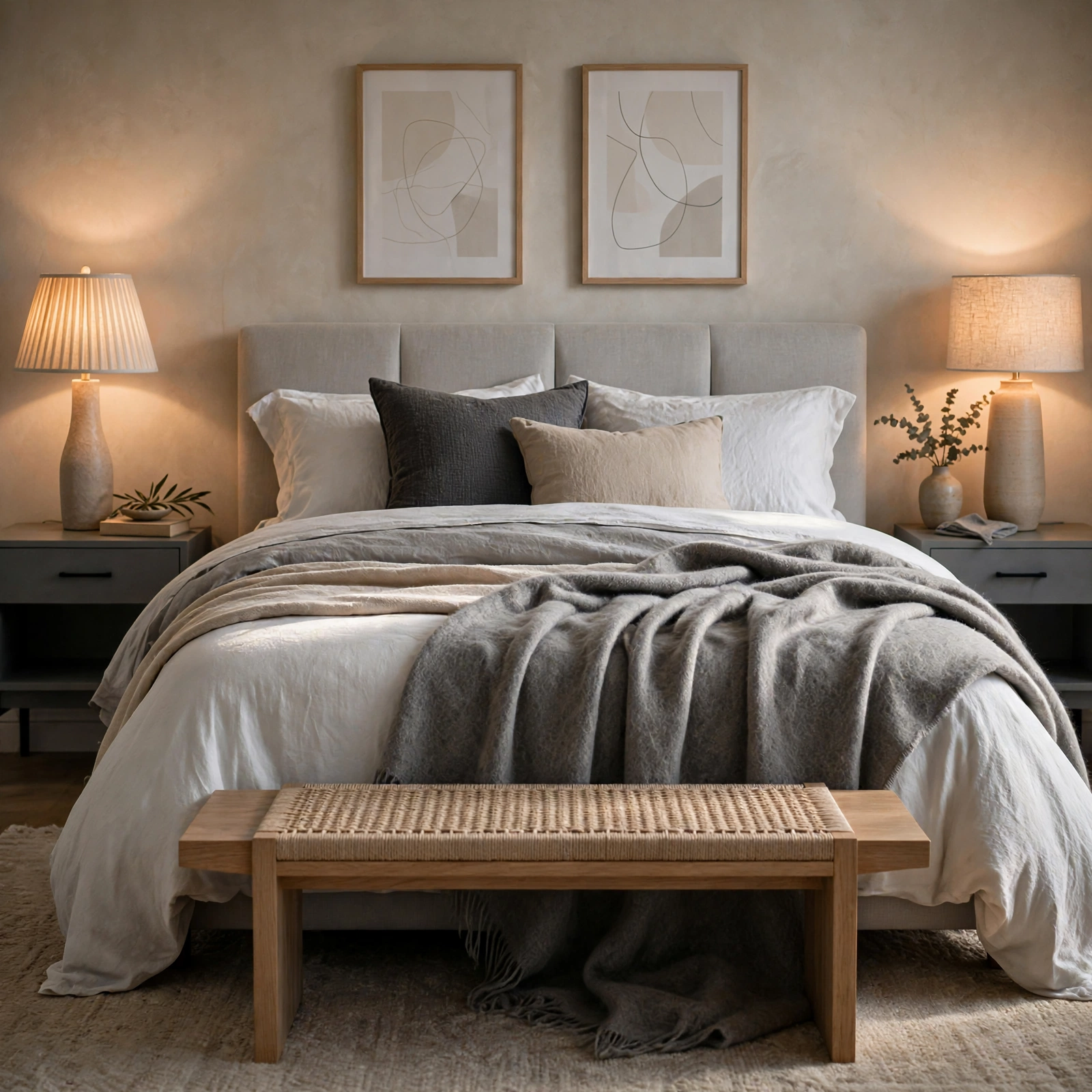 7. Grey Wool Throw for Grey Bedroom Ideas