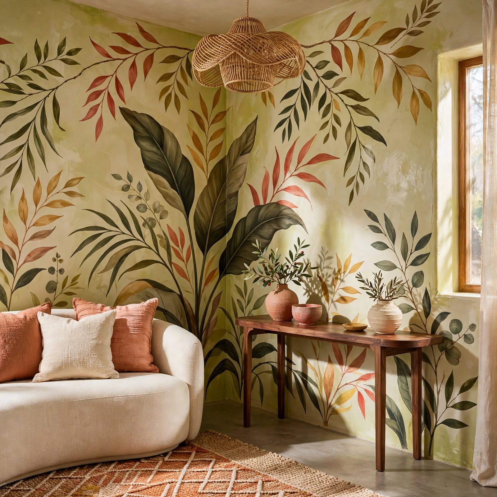 7. Hand-Painted Mural Corner for Wall Decor Ideas