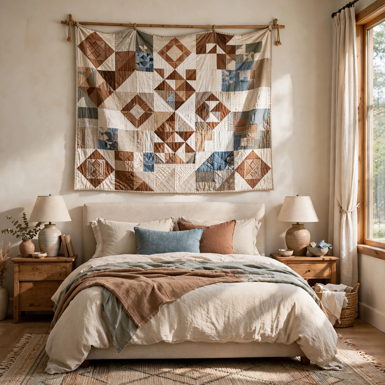 10. Hanging Textile Quilt for Wall Decor Bedroom