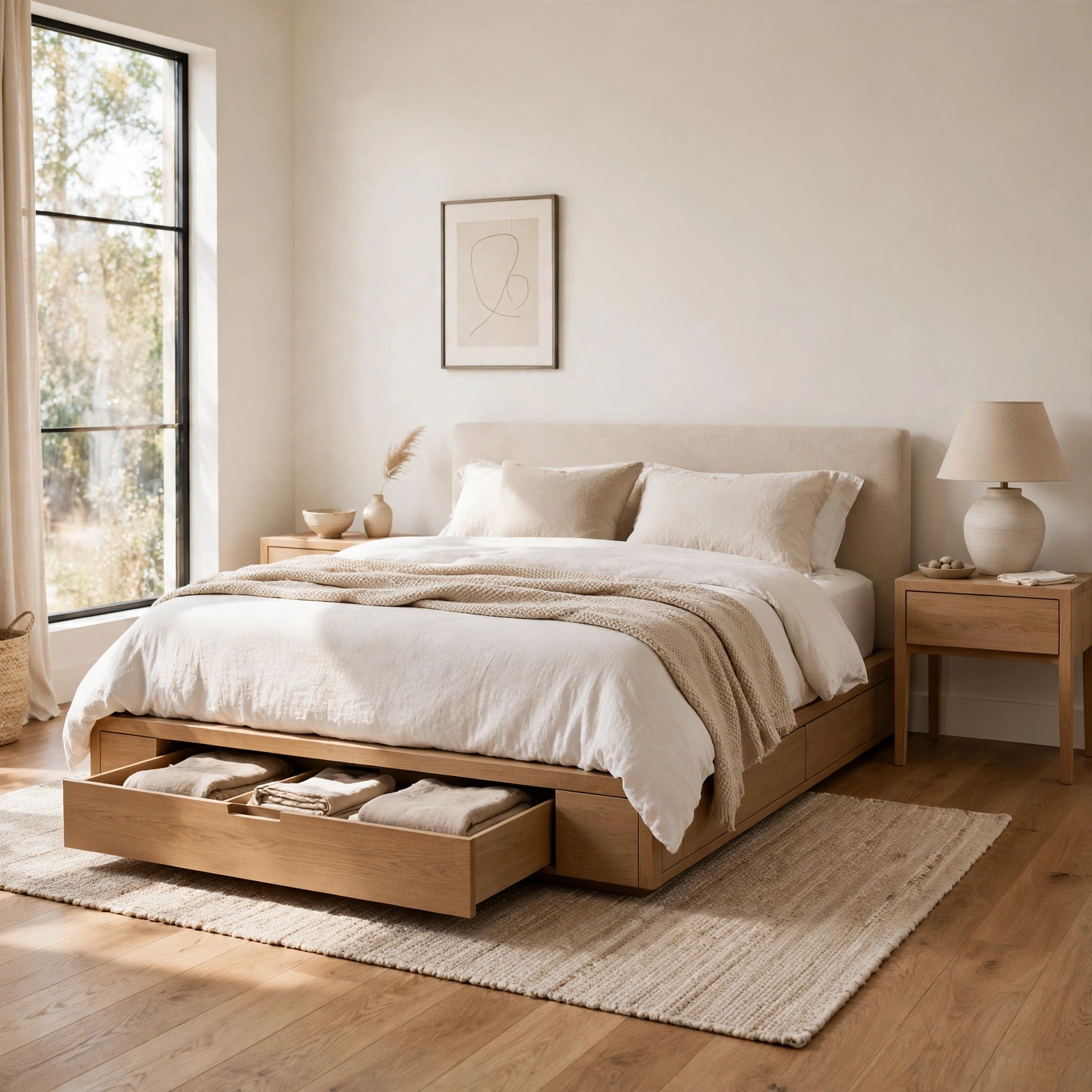 3. Hidden Storage Bed Base for Minimalist Bedroom