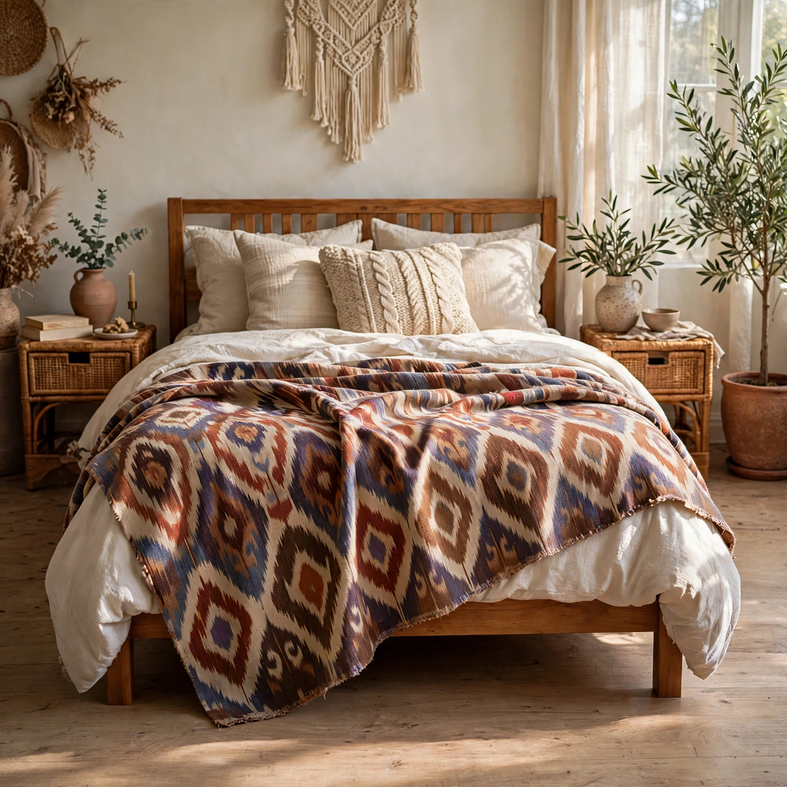 12. Ikat Throw Blanket for a Boho Bedroom