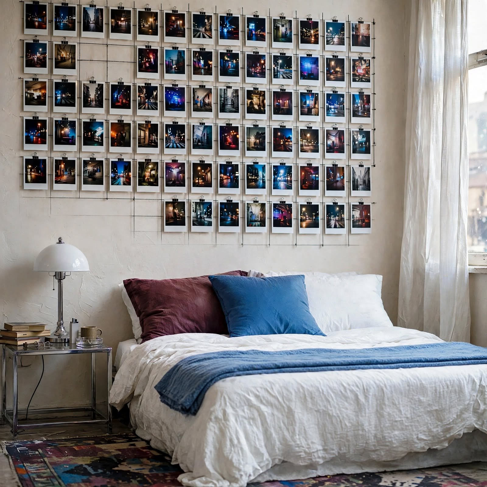 7. Indie Sleaze Polaroid Grid Wall for Aesthetic Wall Decor