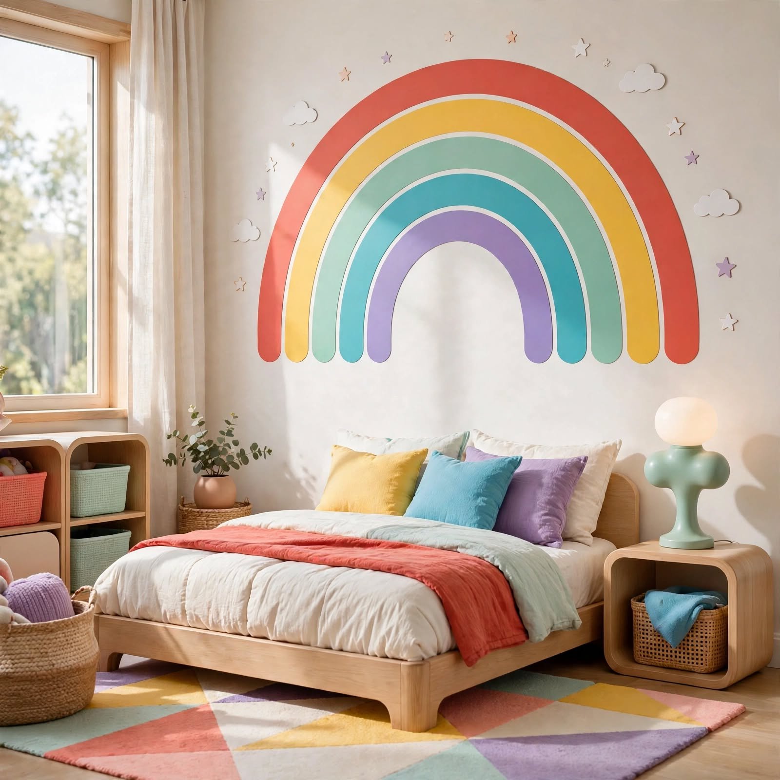 5. Kidcore Rainbow Arch Decal for Aesthetic Wall Decor