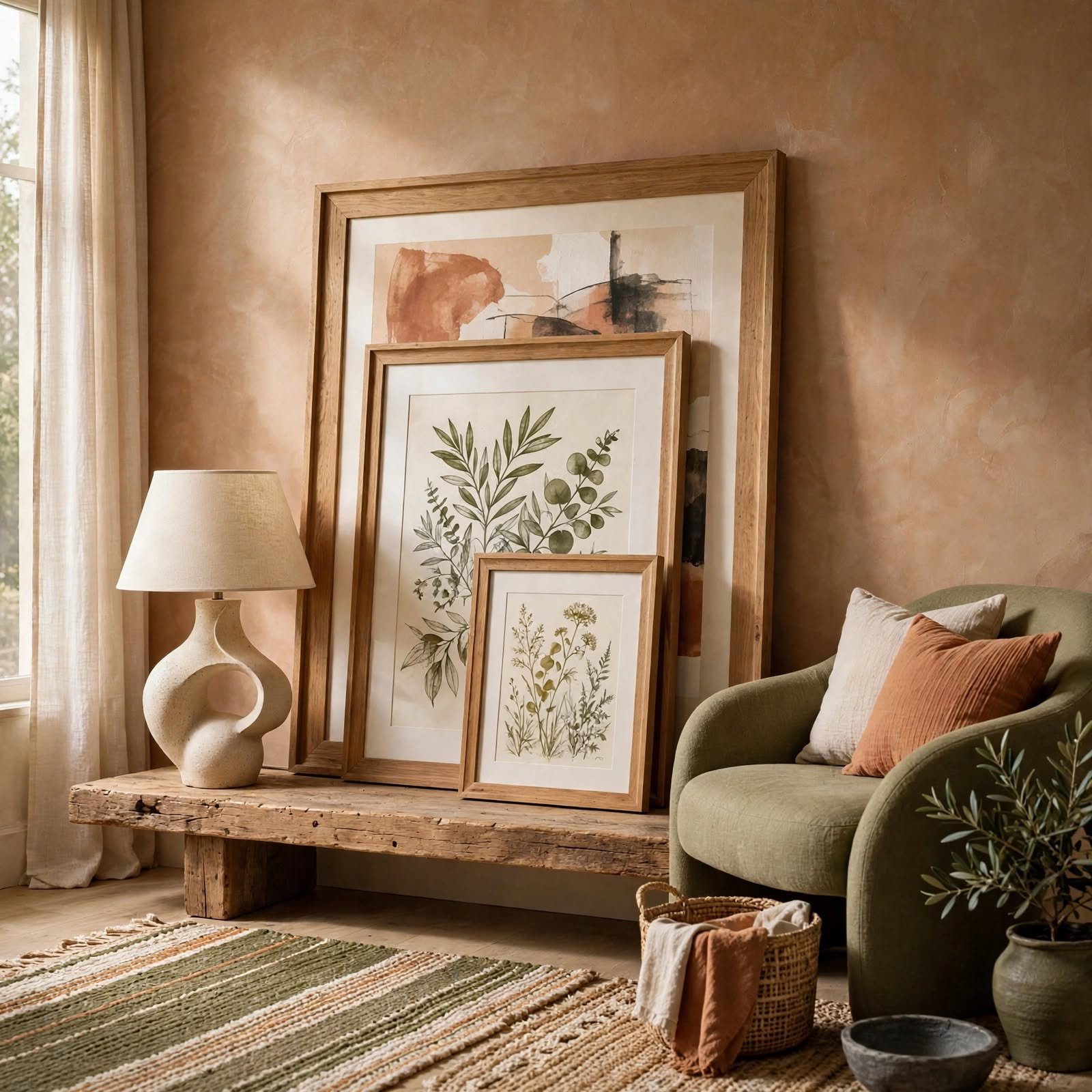 3. Layered Frame Leaning Stack for Wall Decor Ideas