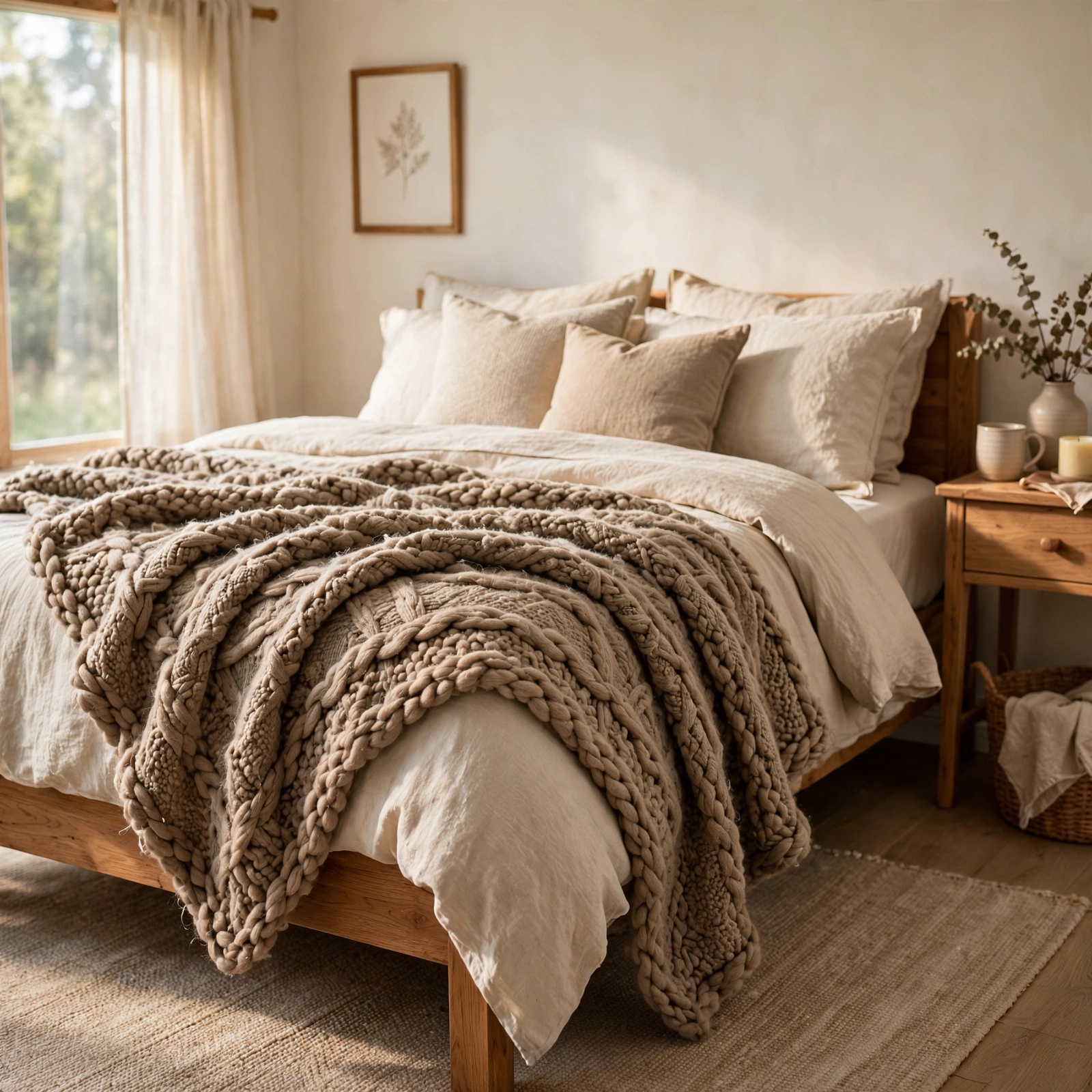 1. Layered Wool Blanket for Cozy Bedroom