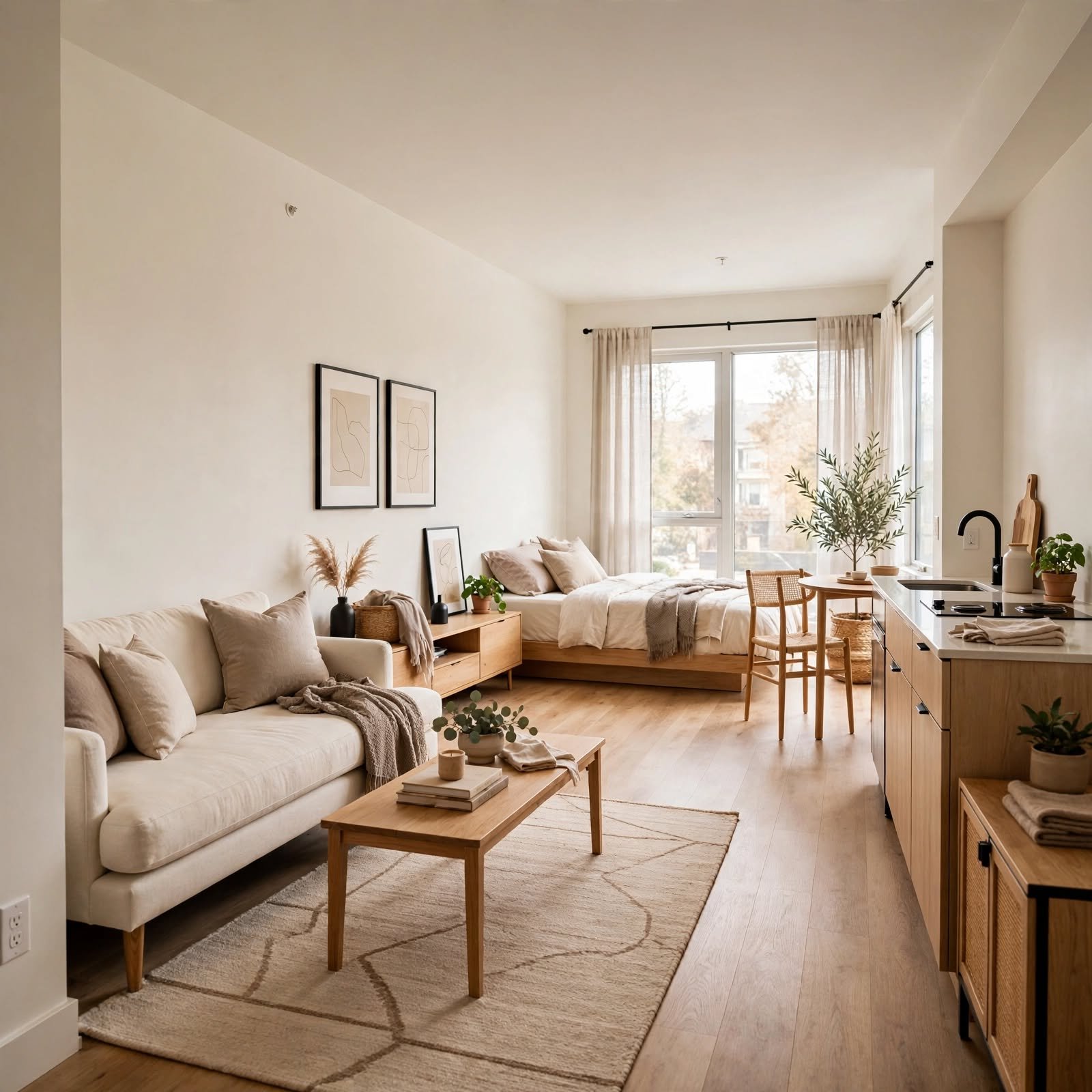 8. Low-Profile Furniture Line for Studio Apartment Layout