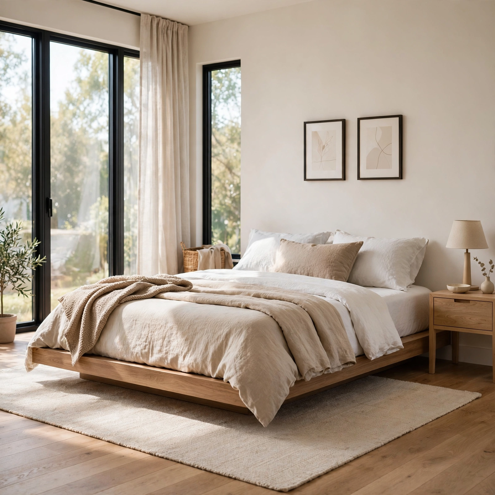 1. Low-Profile Platform Frame for Minimalist Bedroom
