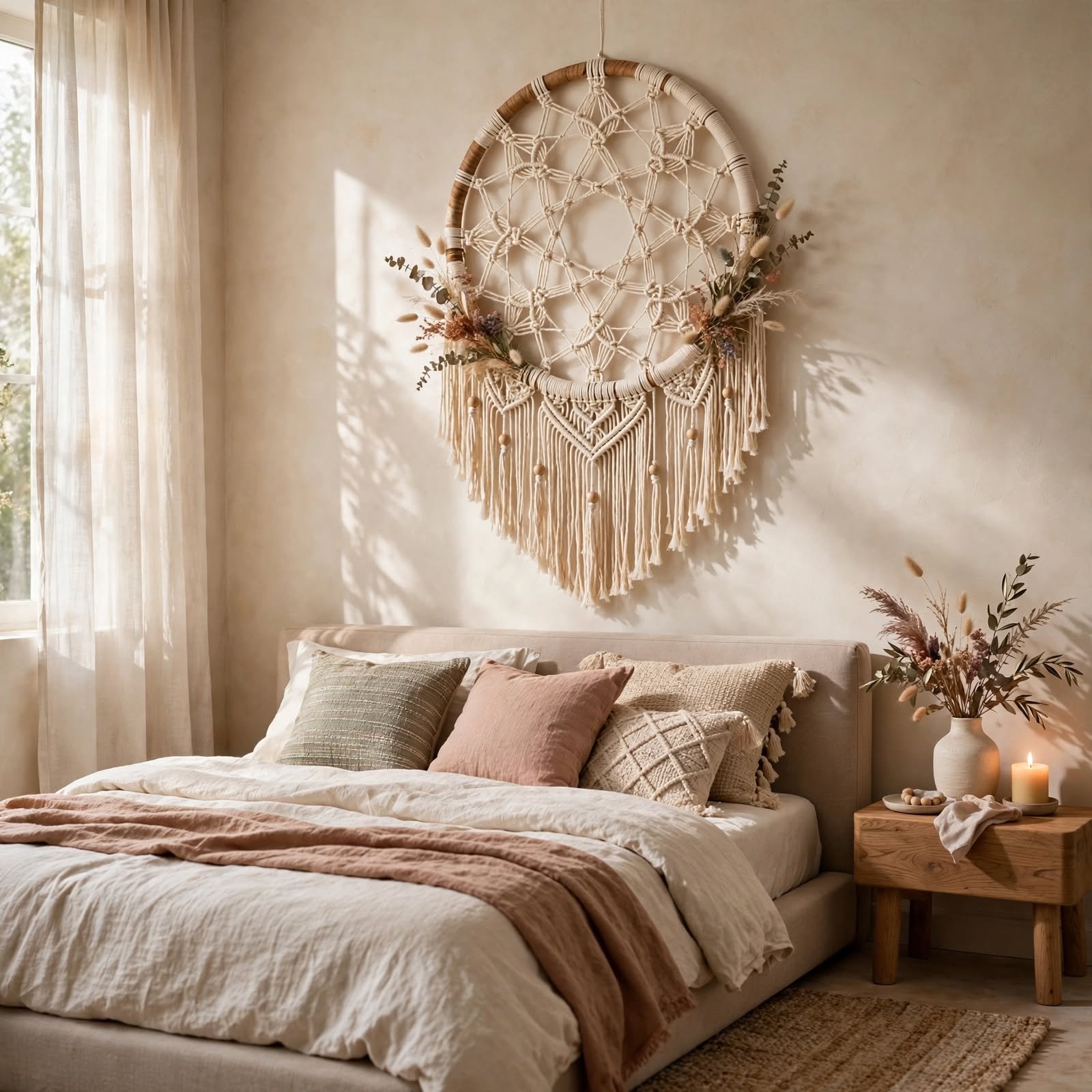 1. Macramé Dream Catcher Ring for Wall Decor DIY