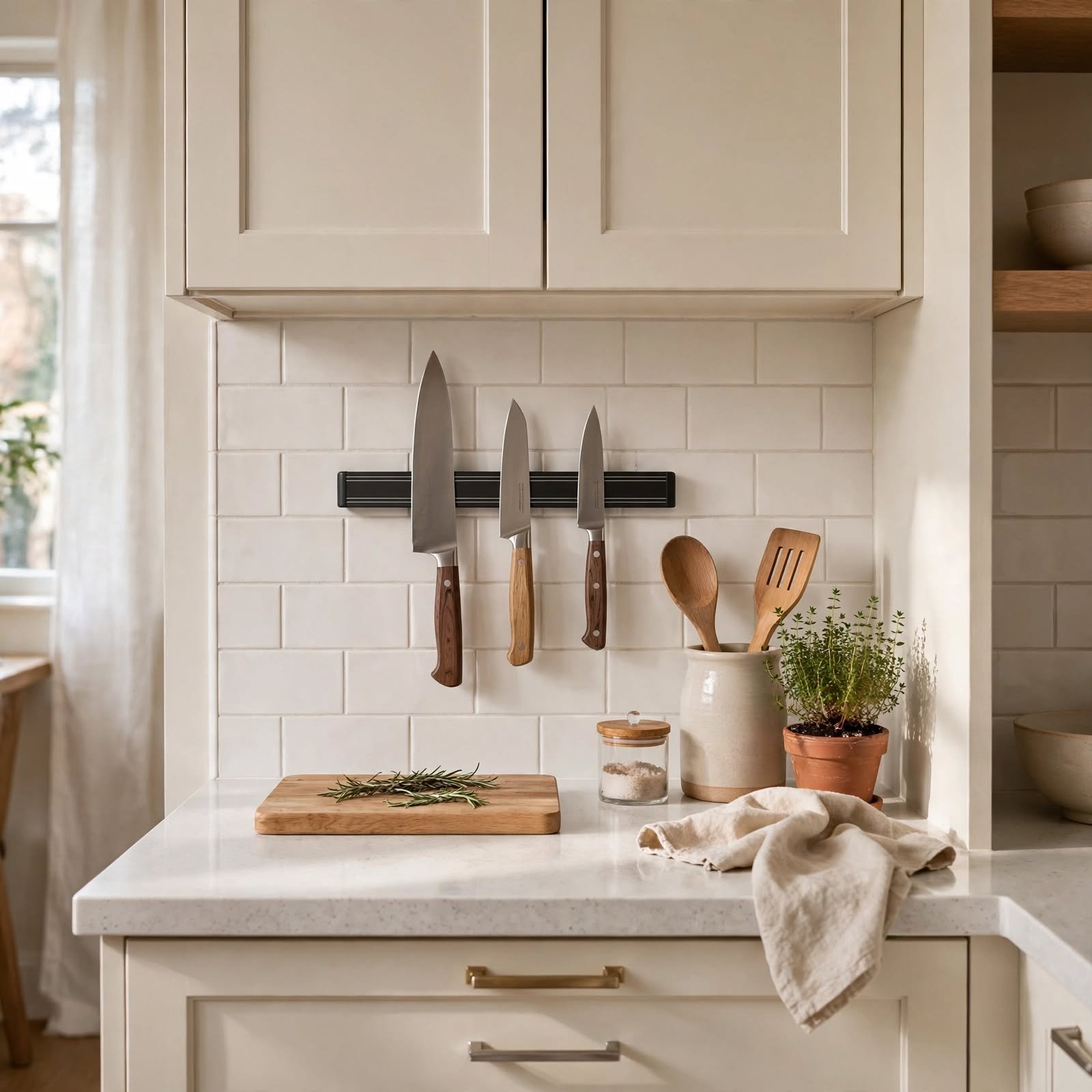 10. Magnetic Knife Strip for Small Apartment Ideas