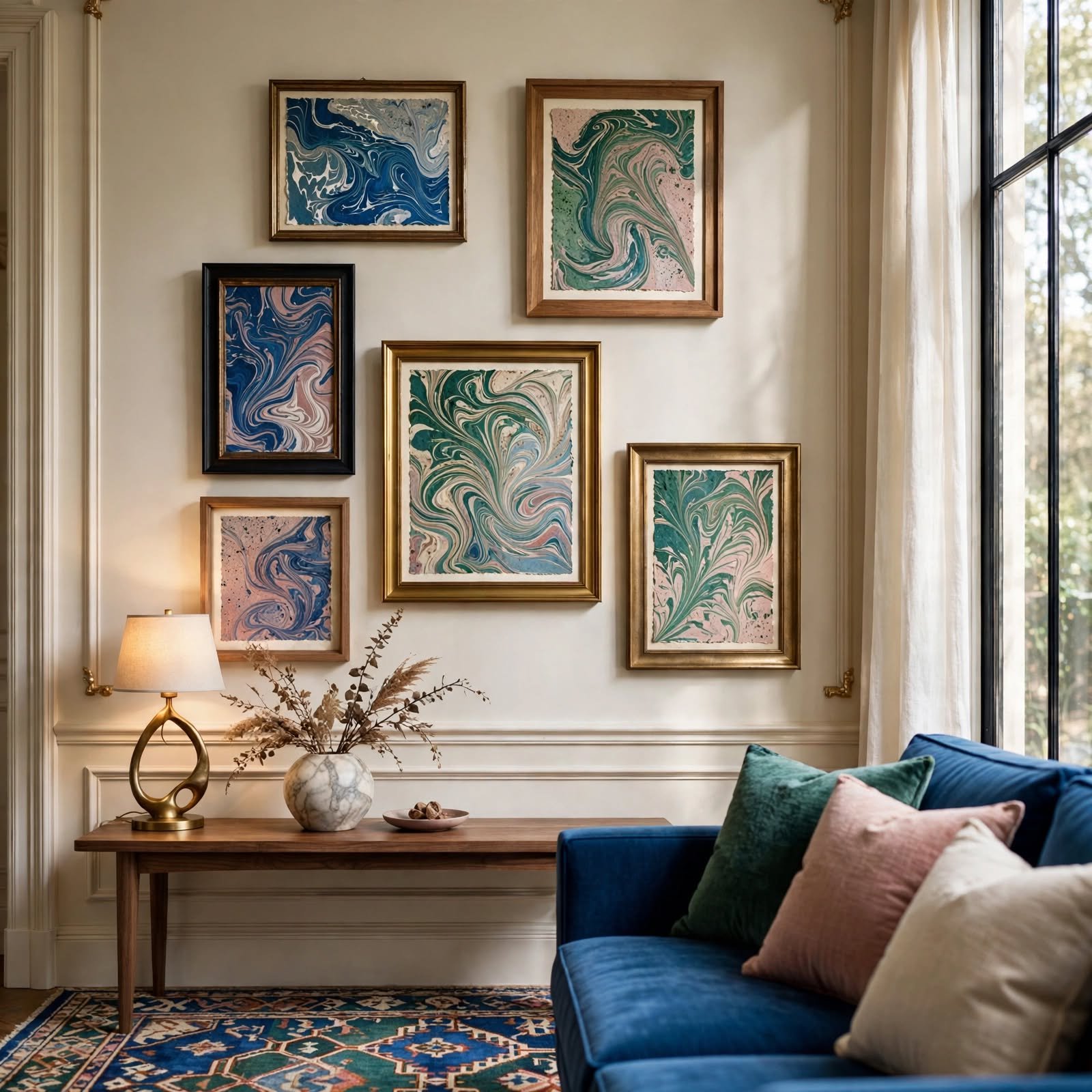 15. Marbled Paper Frame Art for DIY Wall Decor