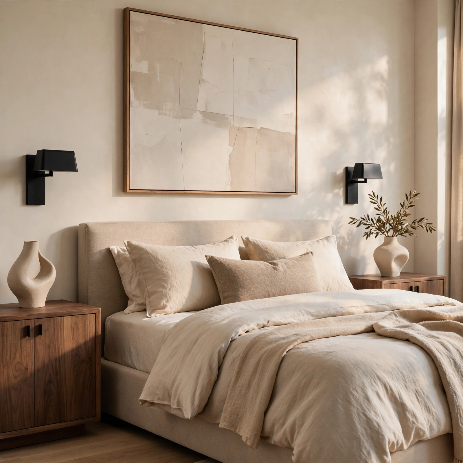 3. Matte Black Fixtures for Modern Bedroom
