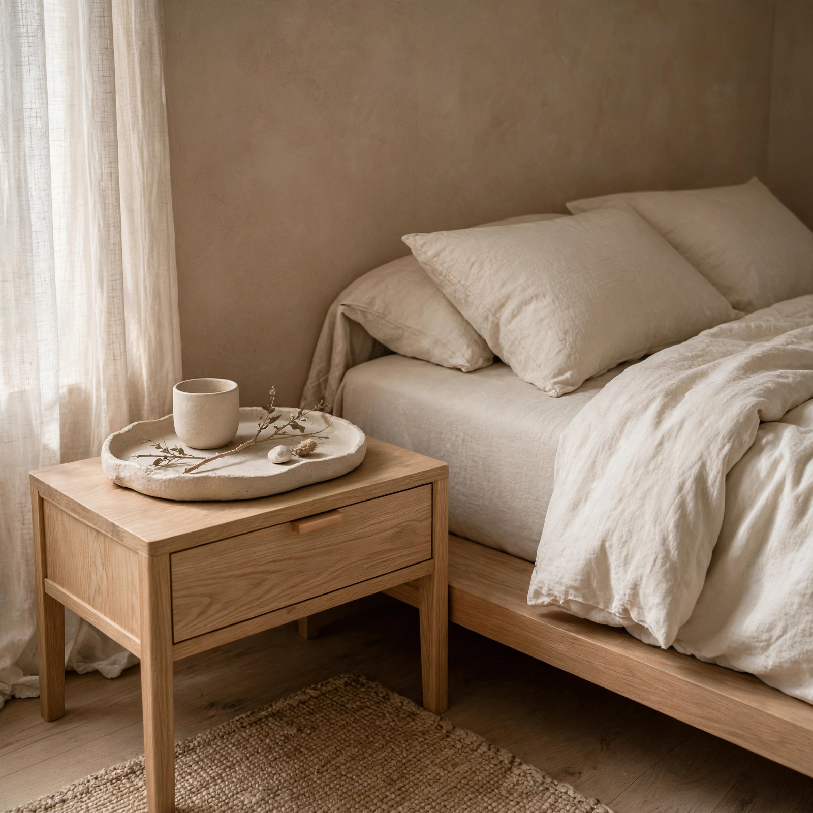 11. Matte Stoneware Tray for Japandi Bedroom