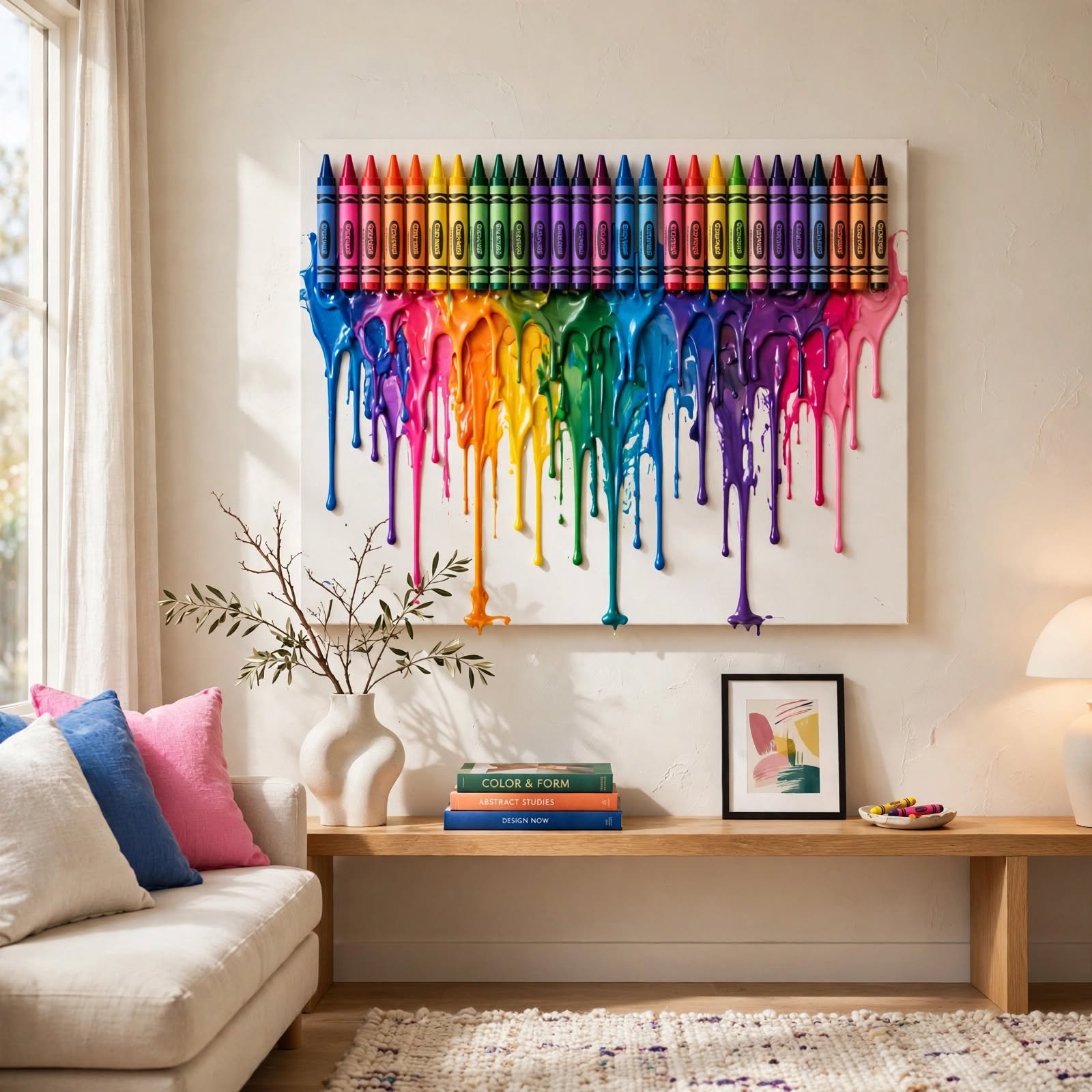 6. Melted Crayon Art Canvas for Wall Decor DIY
