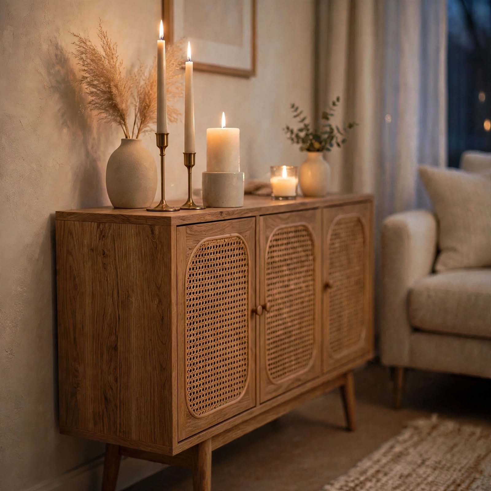10. Mixed-Height Candle Grouping for Apartment Decor Inspiration
