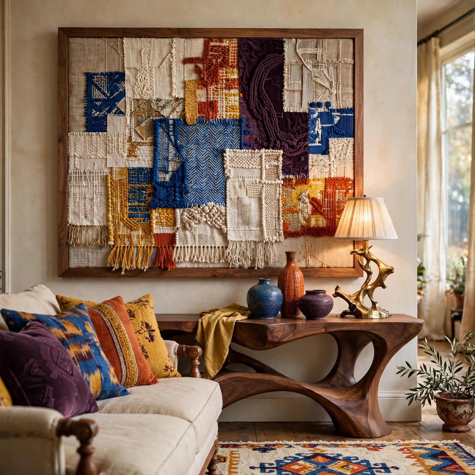 15. Mixed Media Textile Frame for Wall Decor