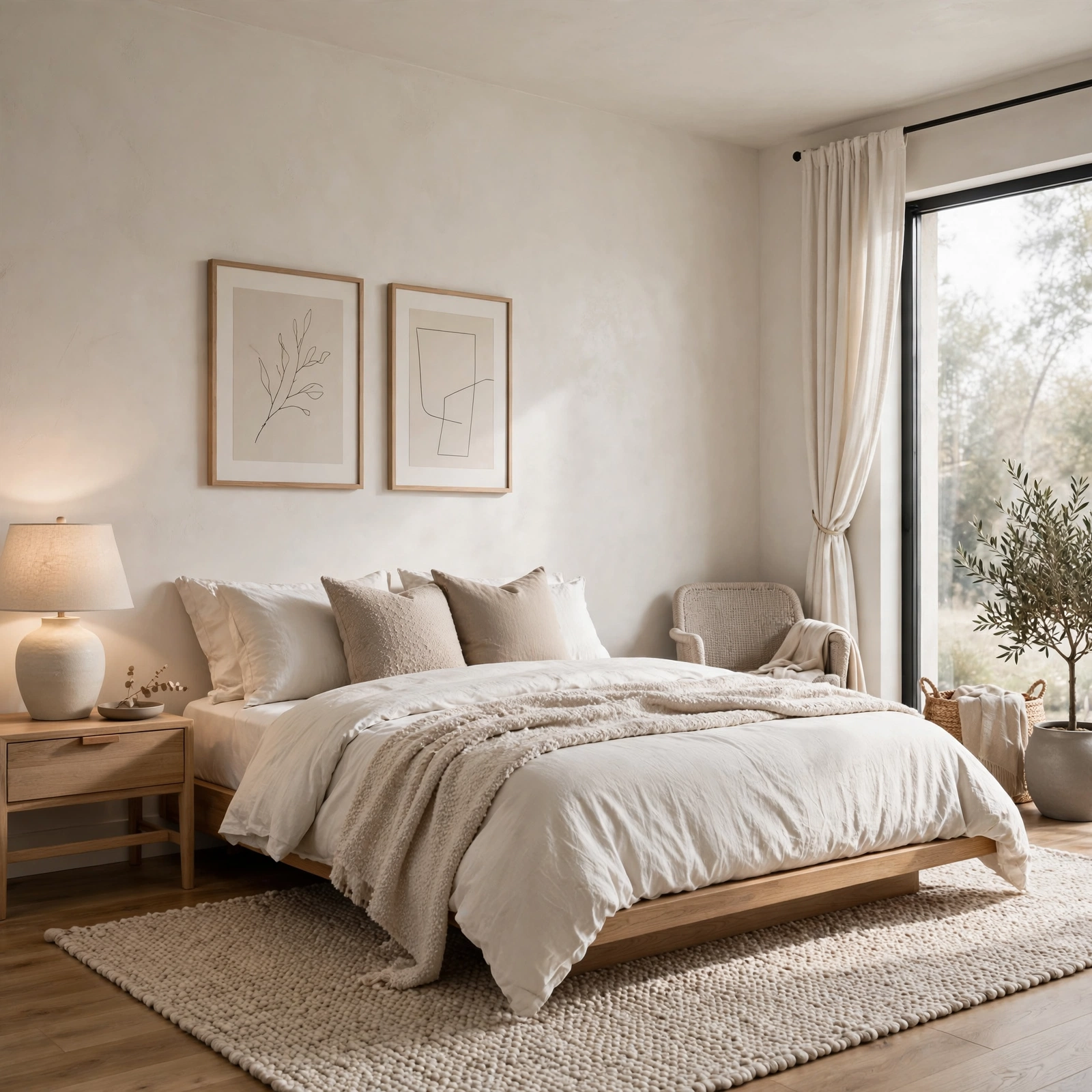 2. Monochrome Color Scheme for Minimalist Bedroom