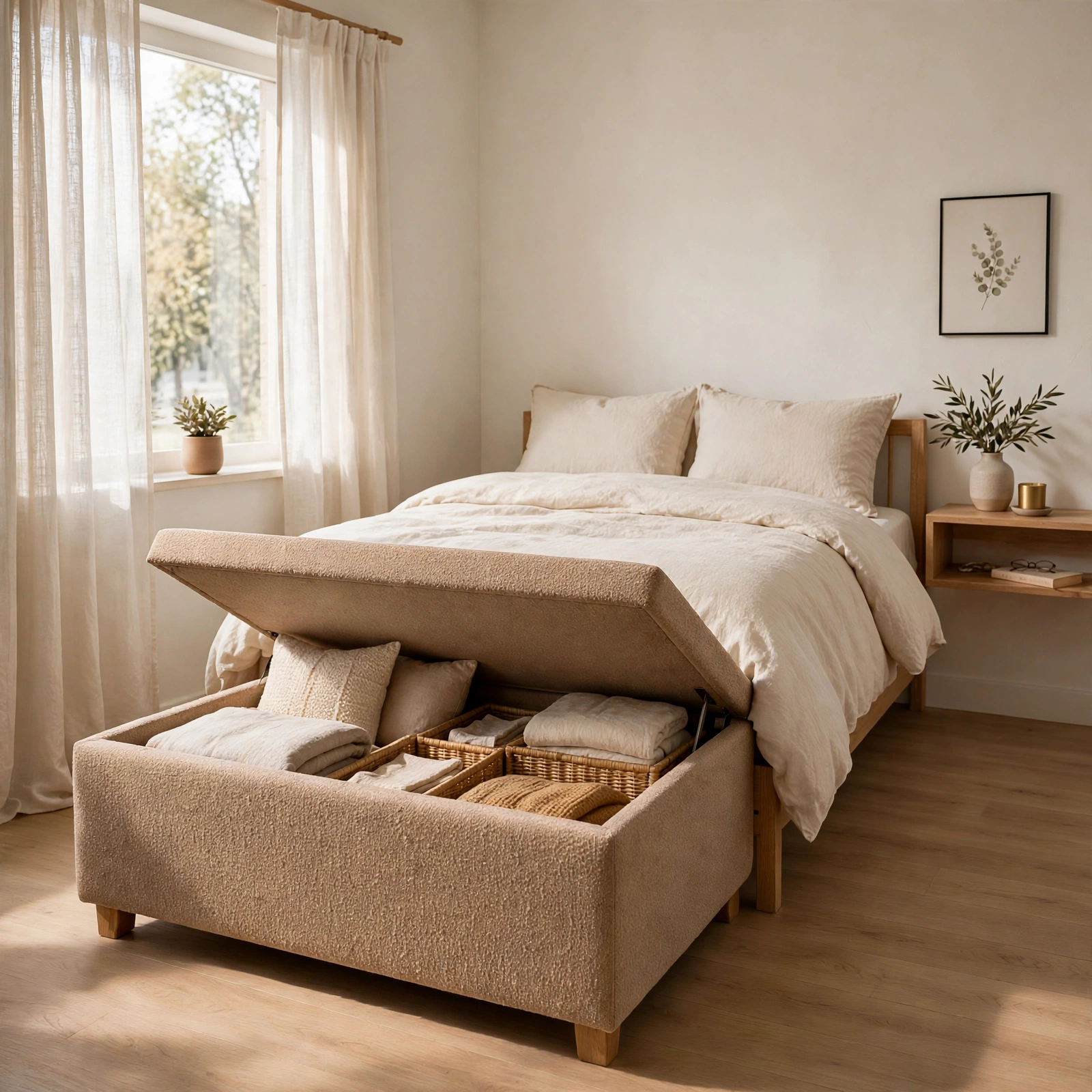 Multi-Functional Ottoman for Small Bedroom