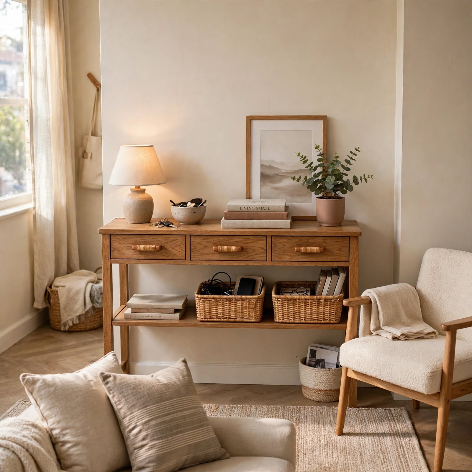 3. Multi-Purpose Console Table for Small Apartment Decorating
