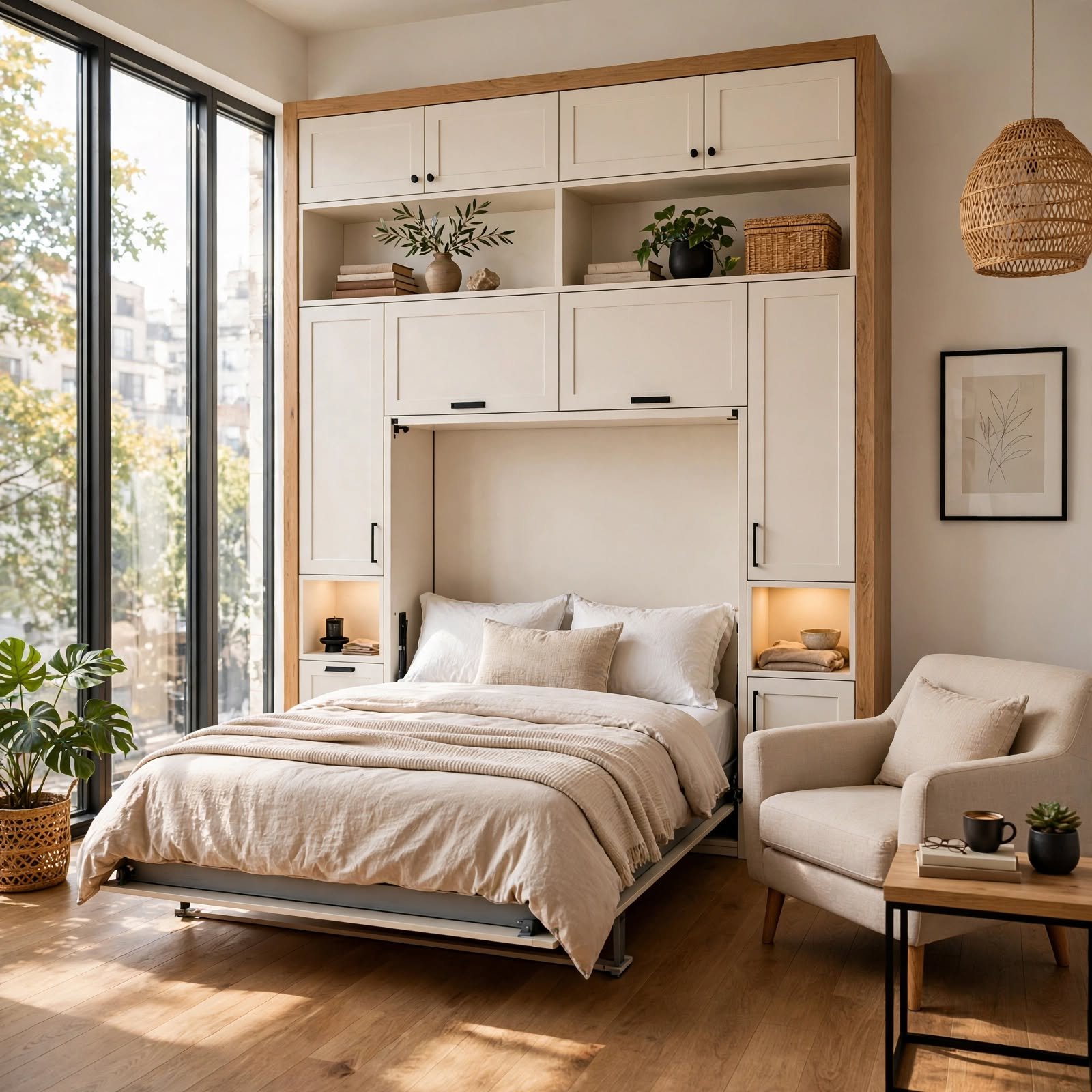1. Murphy Bed Wall Unit for Studio Apartment Ideas