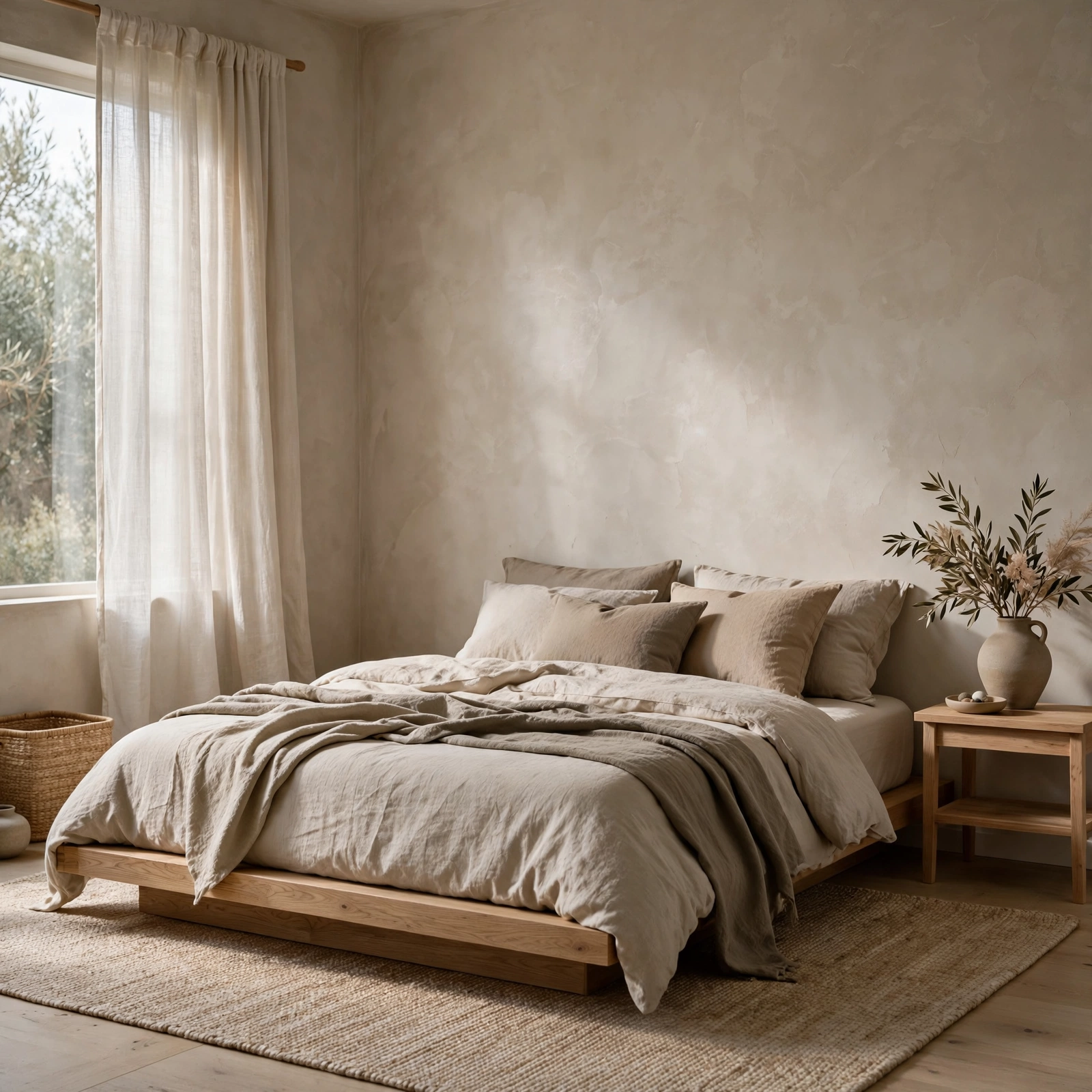 14. Muted Earth Tone Palette for Japandi Bedroom