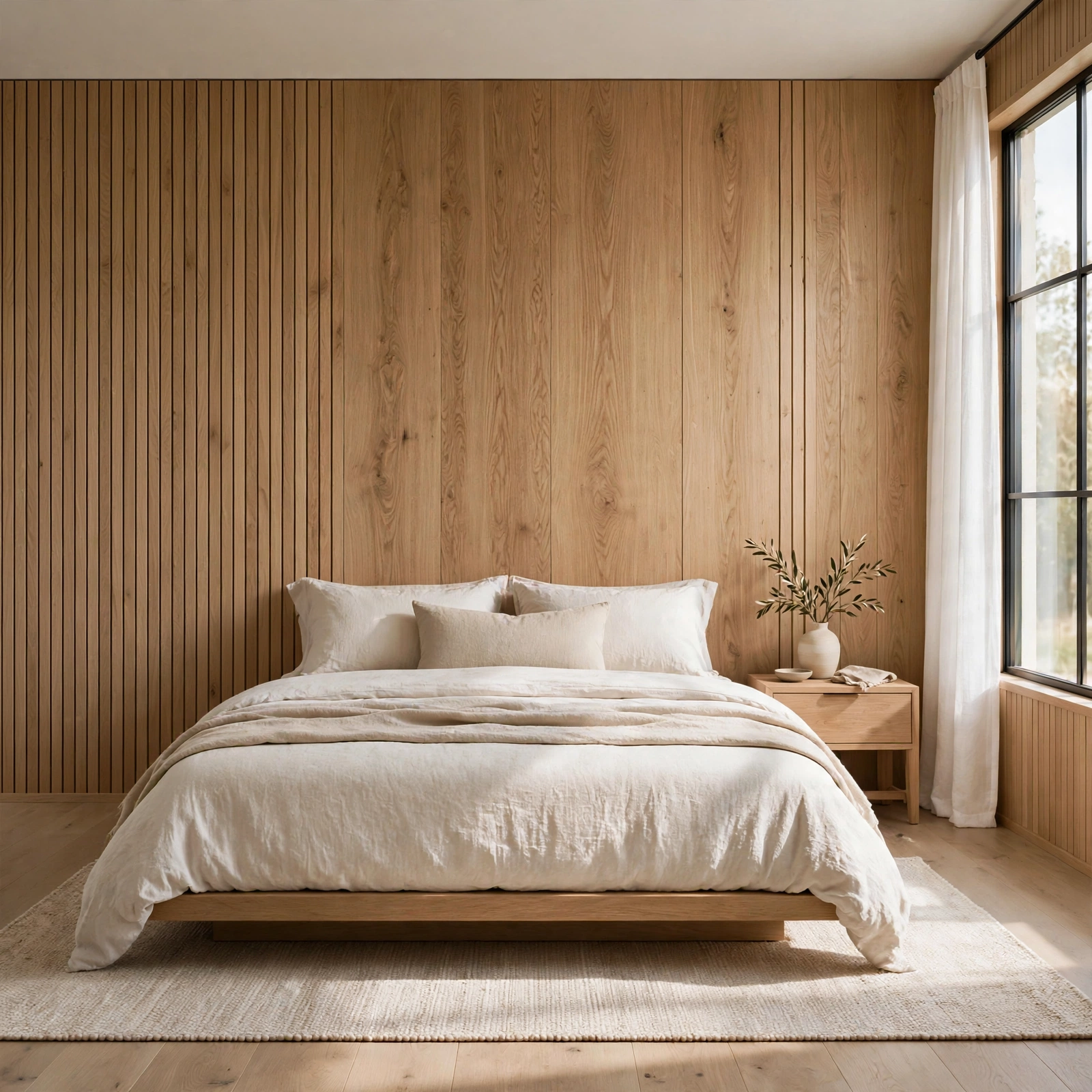 12. Natural Wood Accent for Minimalist Bedroom