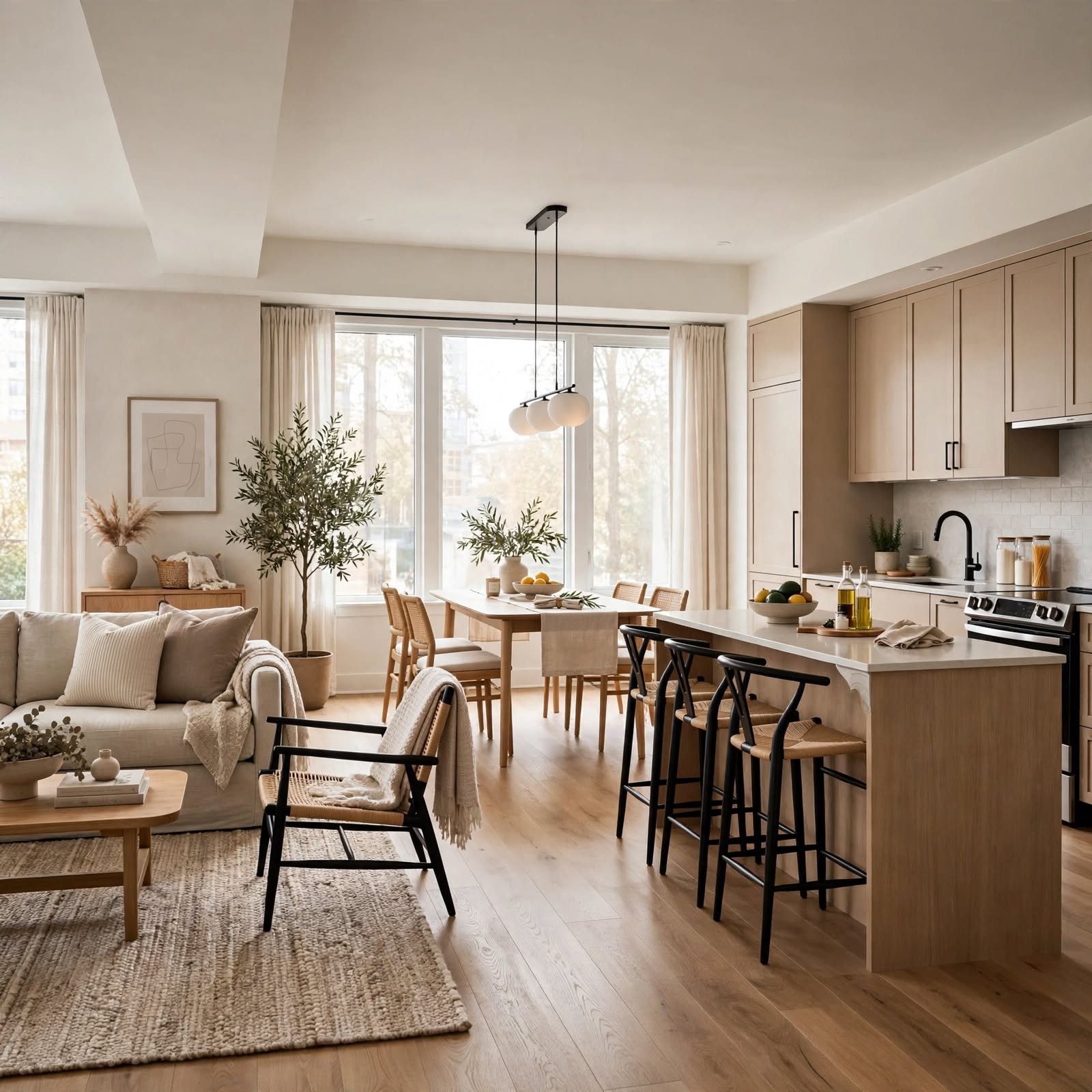 1. Open Floor Plan Flow for Apartment Interior