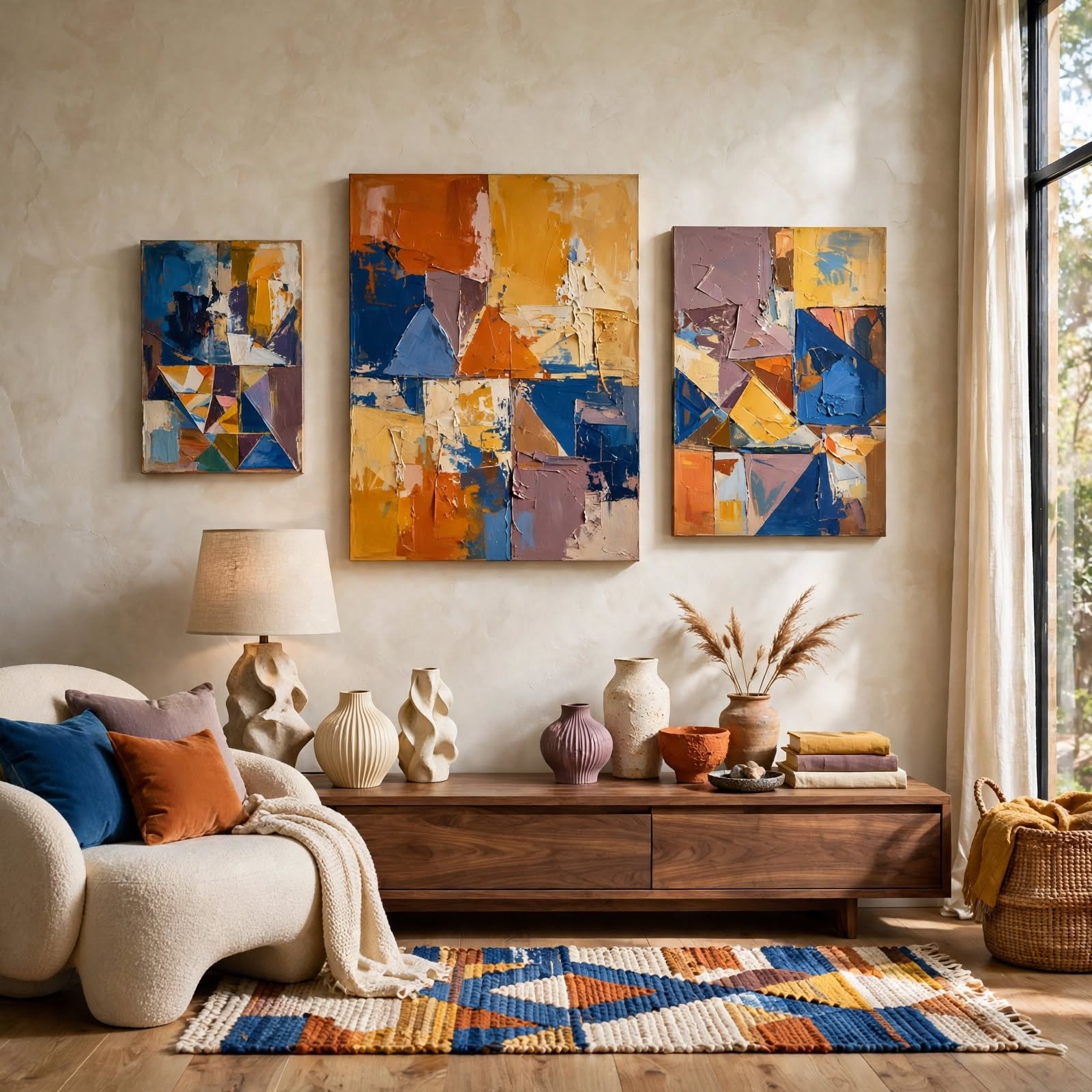 1. Painted Abstract Canvas Set for DIY Wall Decor