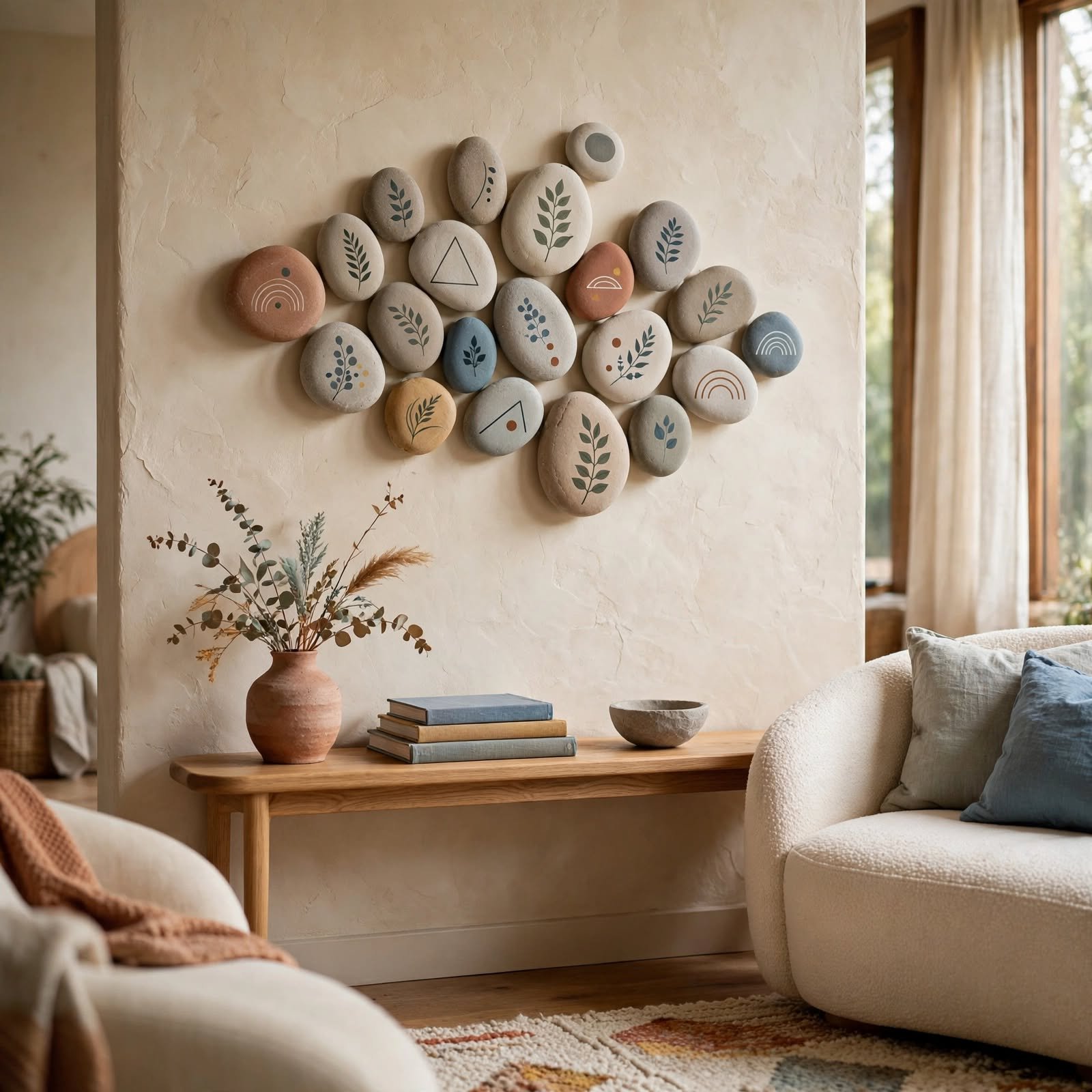 8. Painted River Rock Wall Cluster for Wall Decor DIY