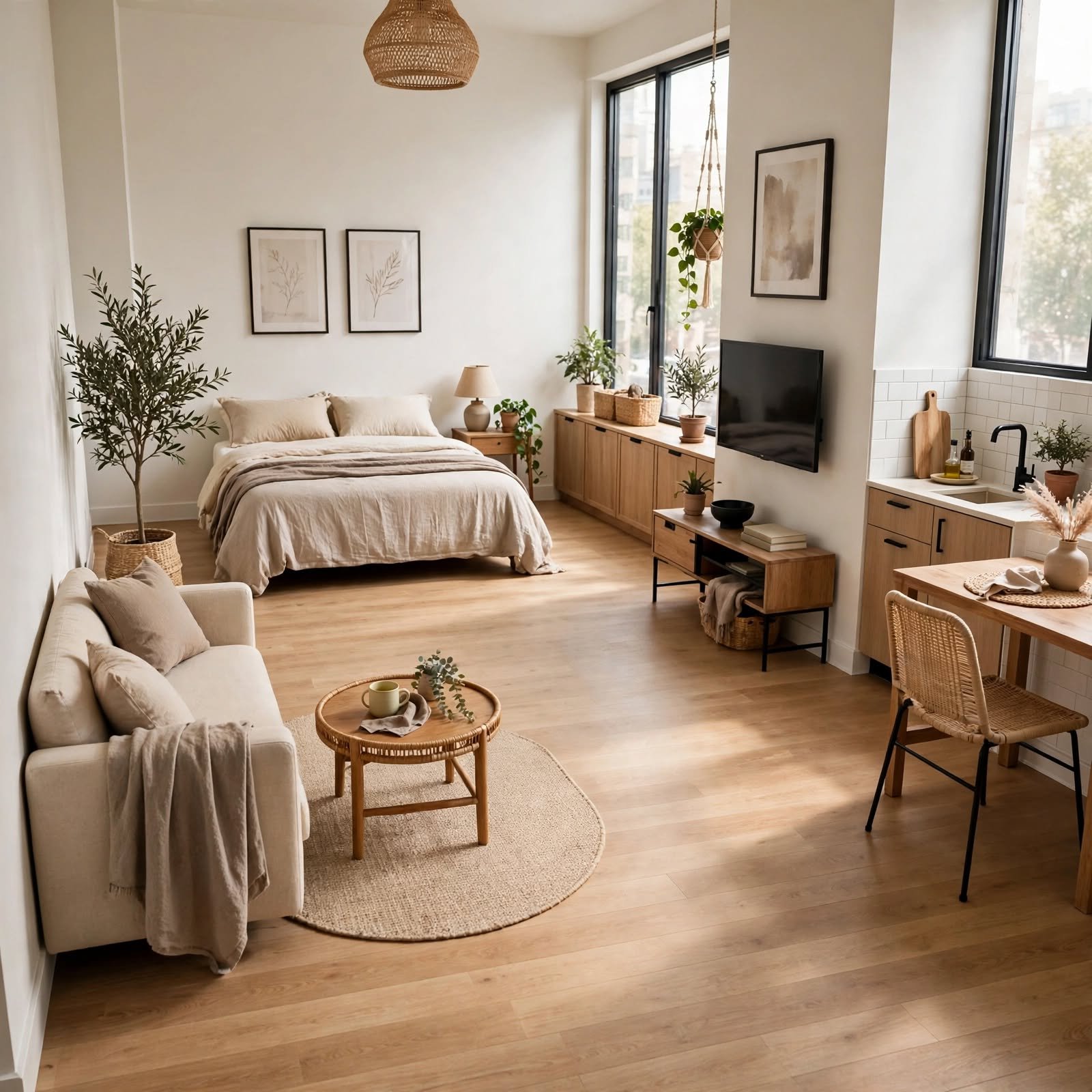 12. Perimeter Furniture Placement for Studio Apartment Layout