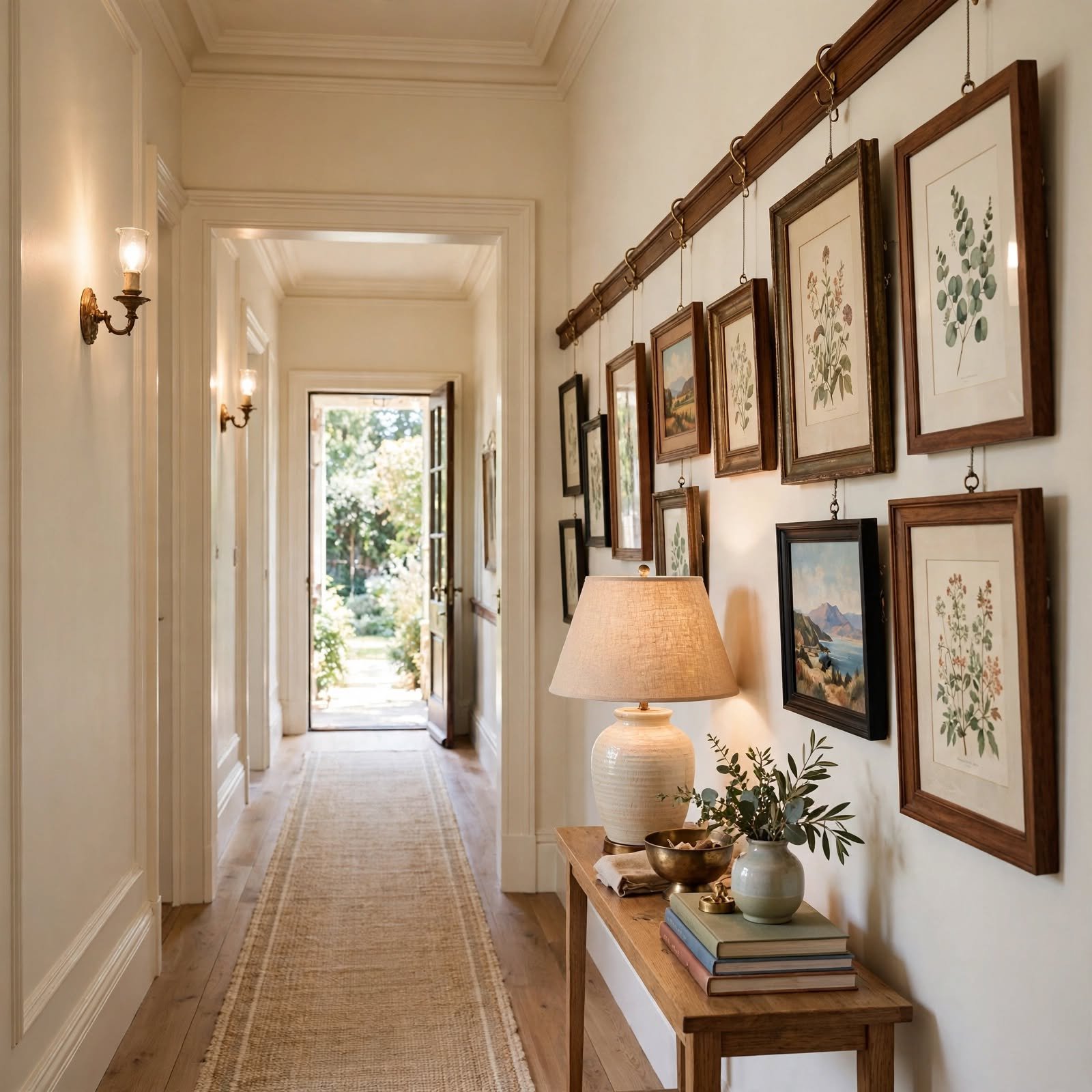 7. Picture Rail Molding Display for Hallway Wall Decor Ideas