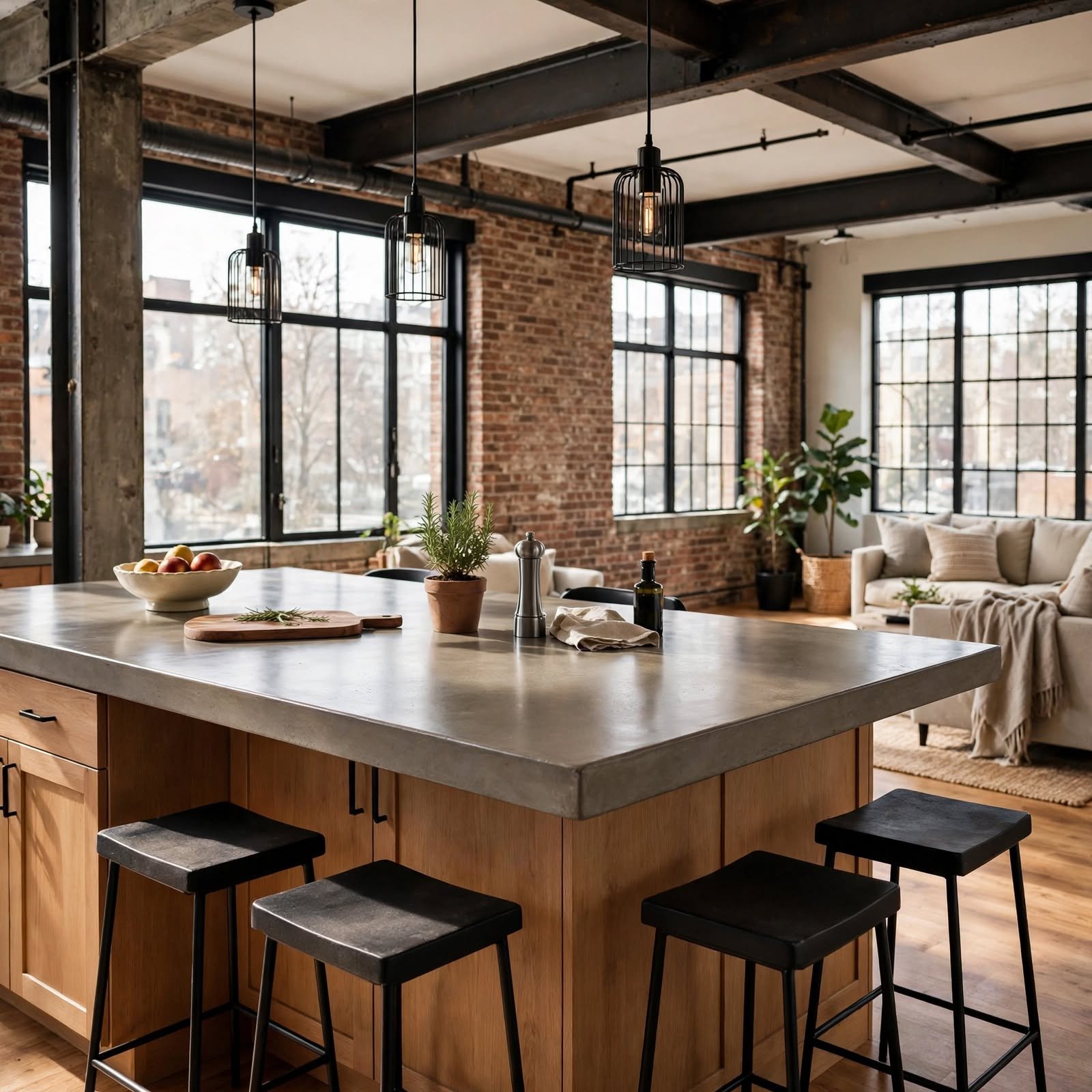 12. Polished Concrete Countertop for Loft Apartment