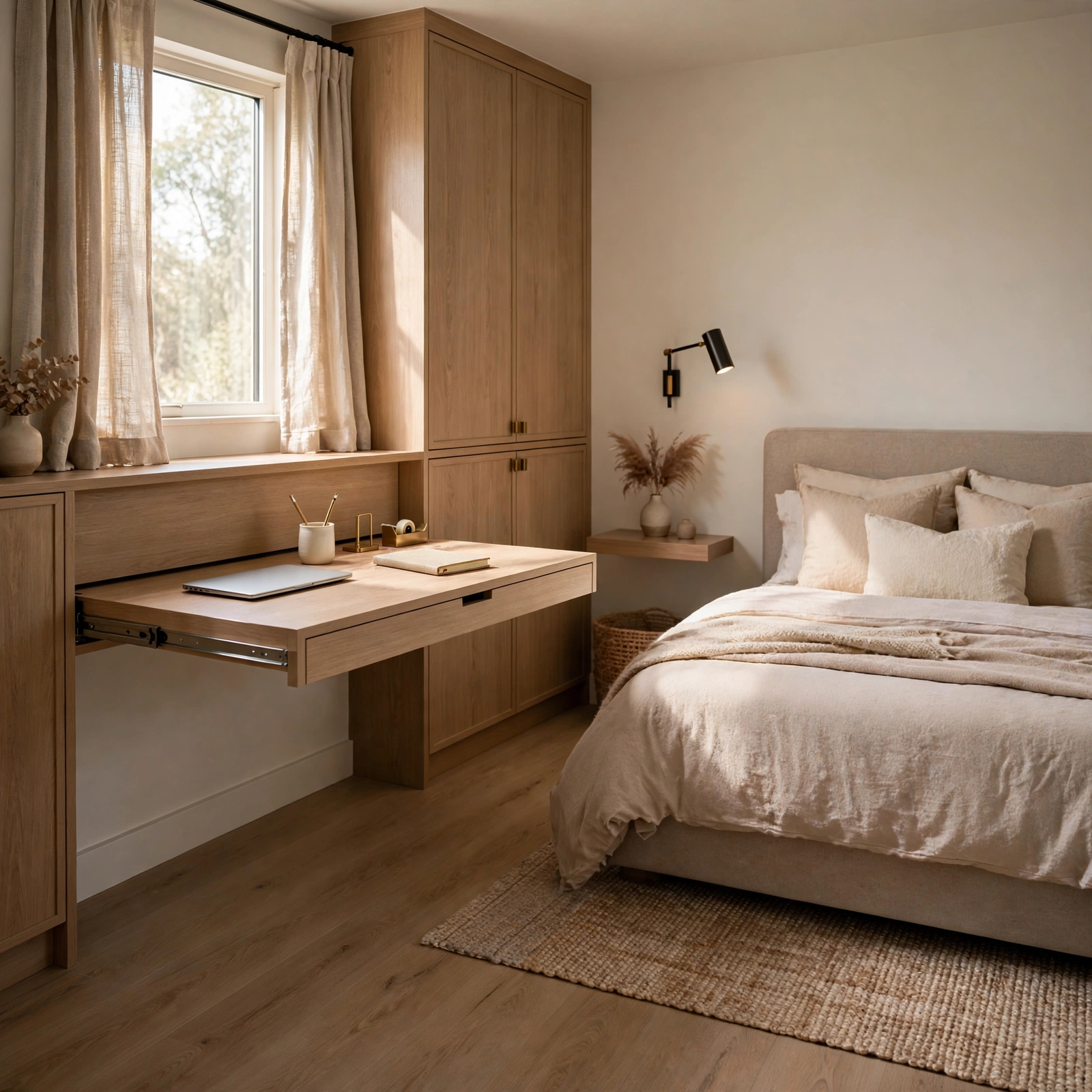 13. Pull-Out Desk Drawer for Small Rooms
