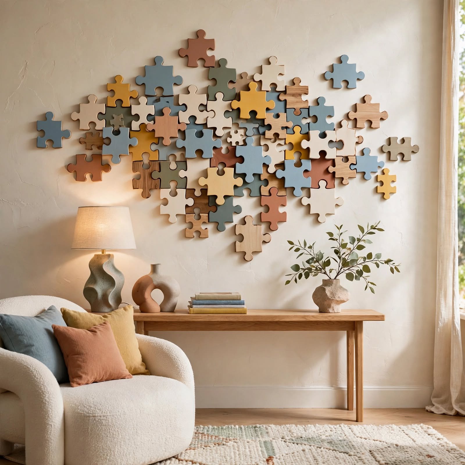 12. Puzzle Piece Wall Art for Wall Decor DIY