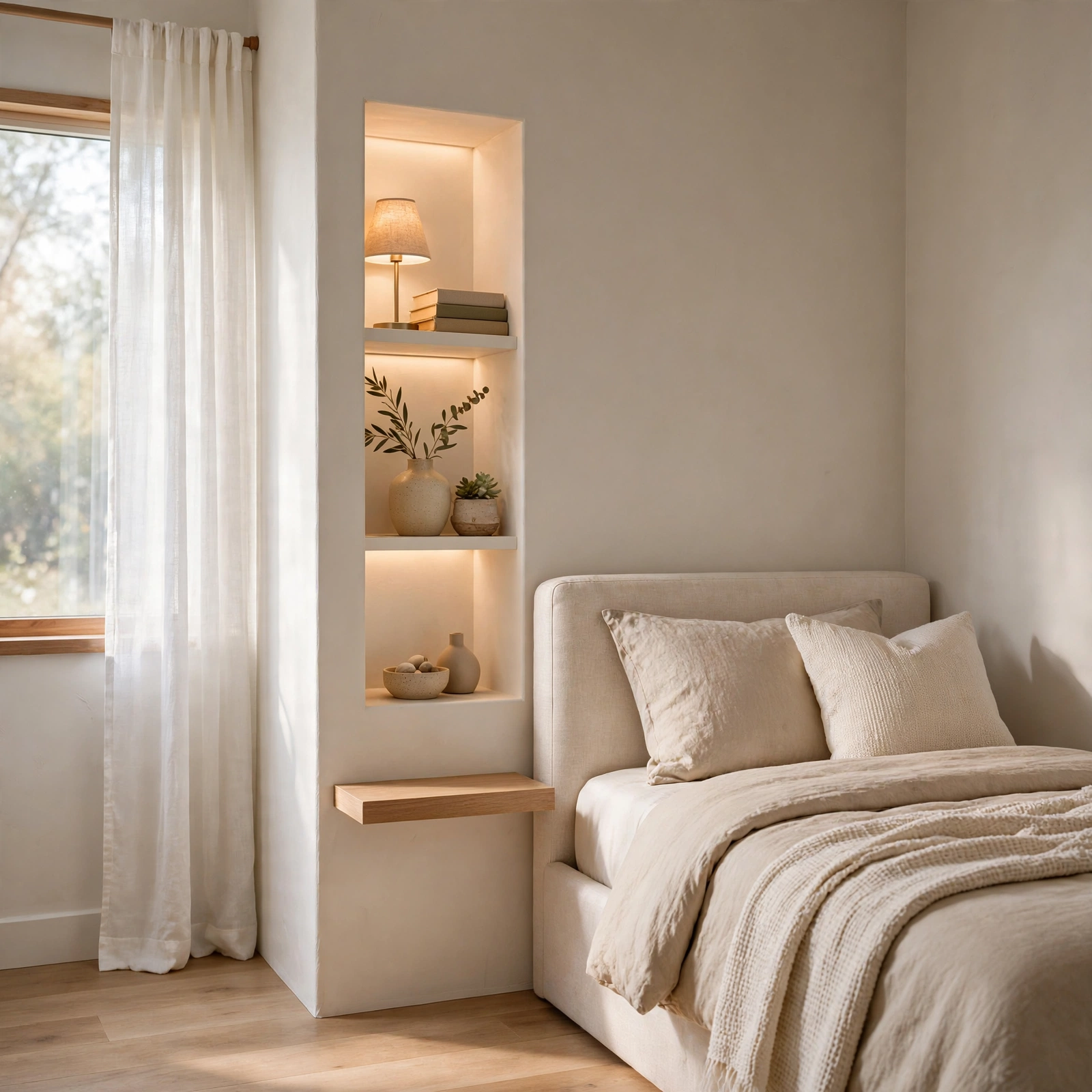 Recessed Wall Niche for Small Bedroom