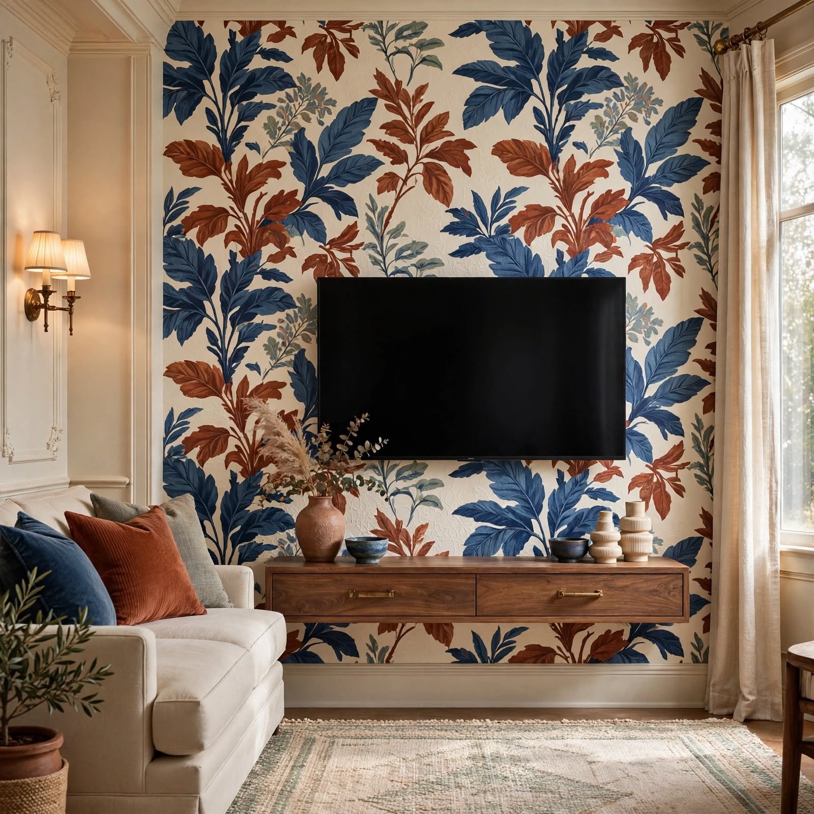12. Removable Wallpaper Backdrop for TV Wall Decor