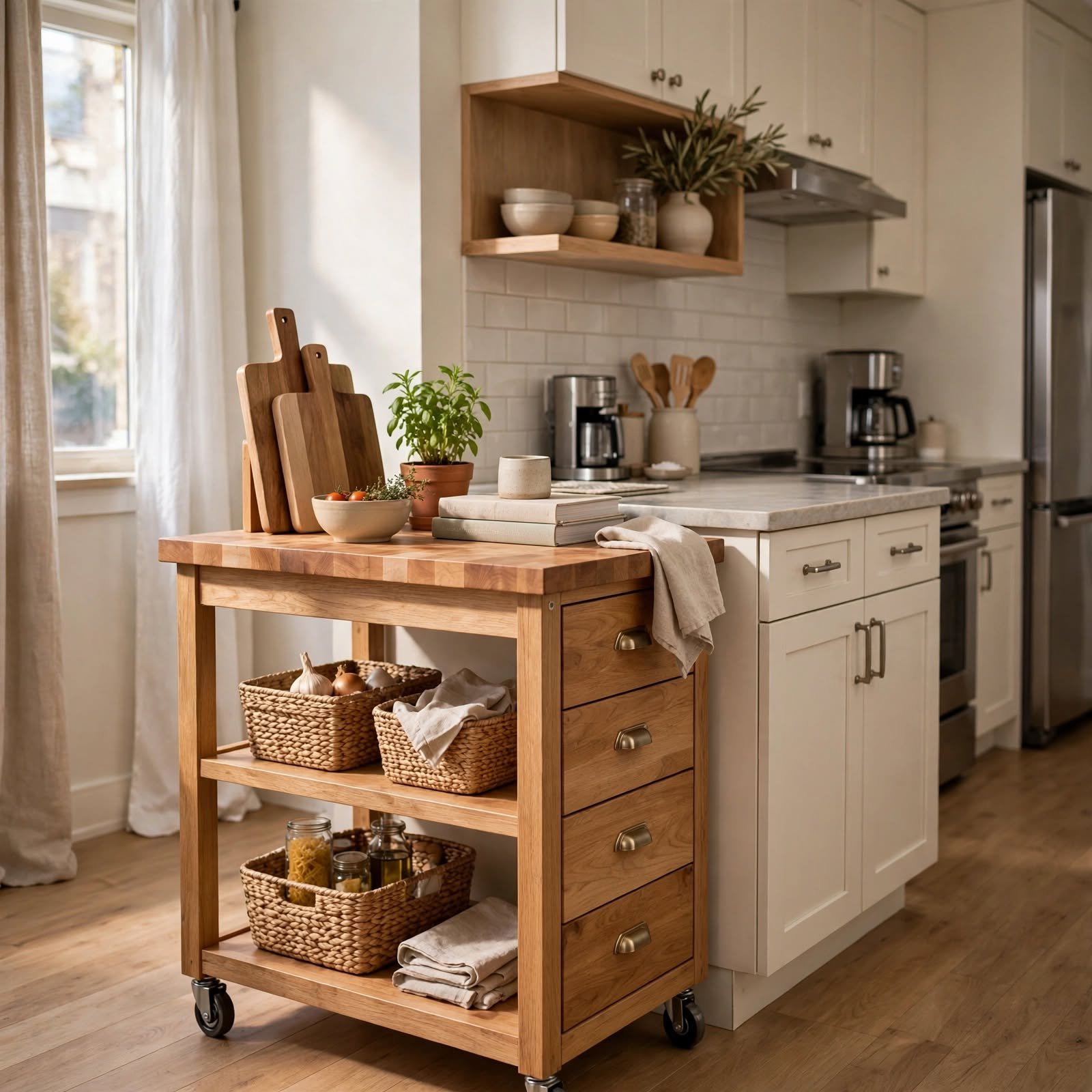 4. Rolling Kitchen Cart for Apartment