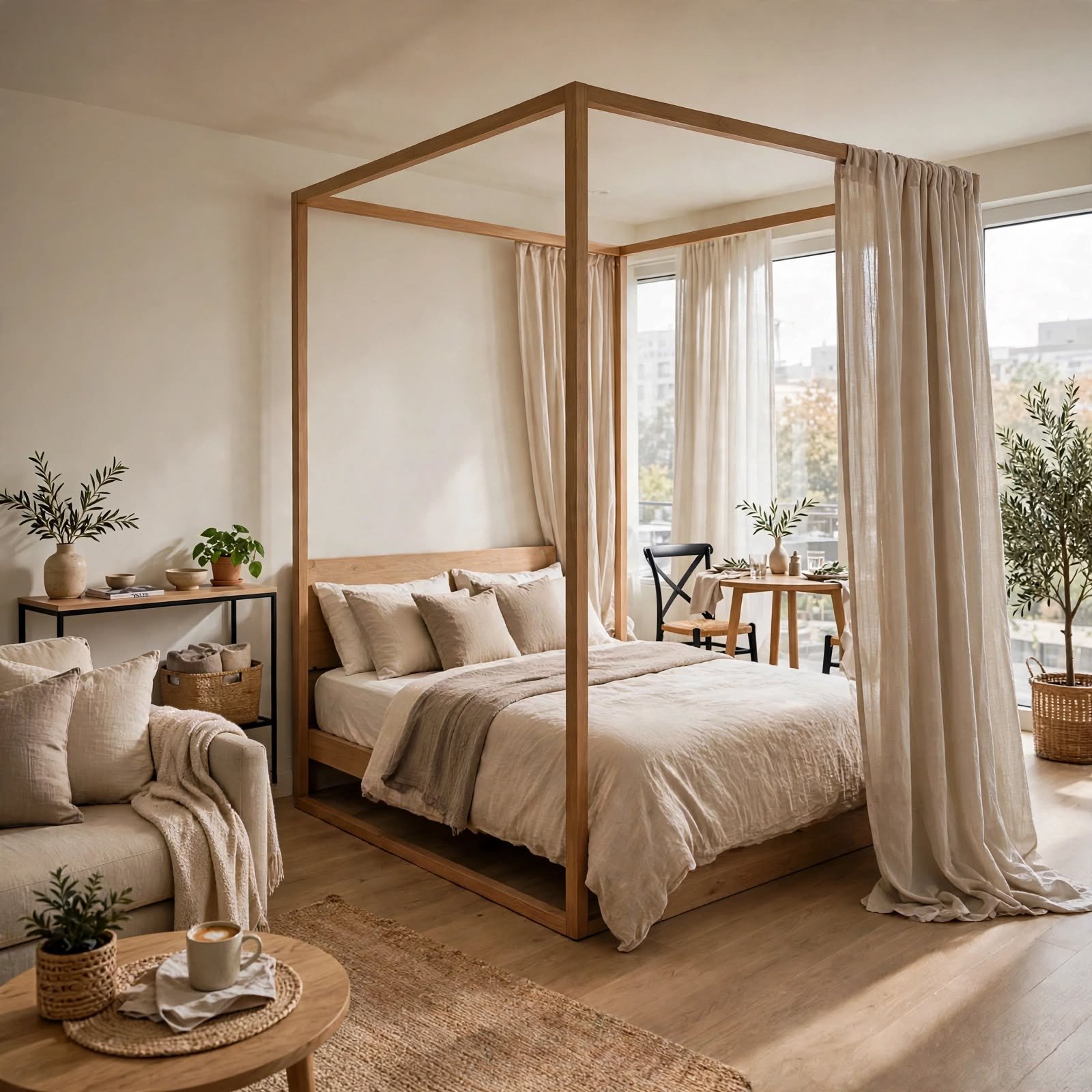 4. Room-in-Room Canopy Frame for Studio Apartment Layout
