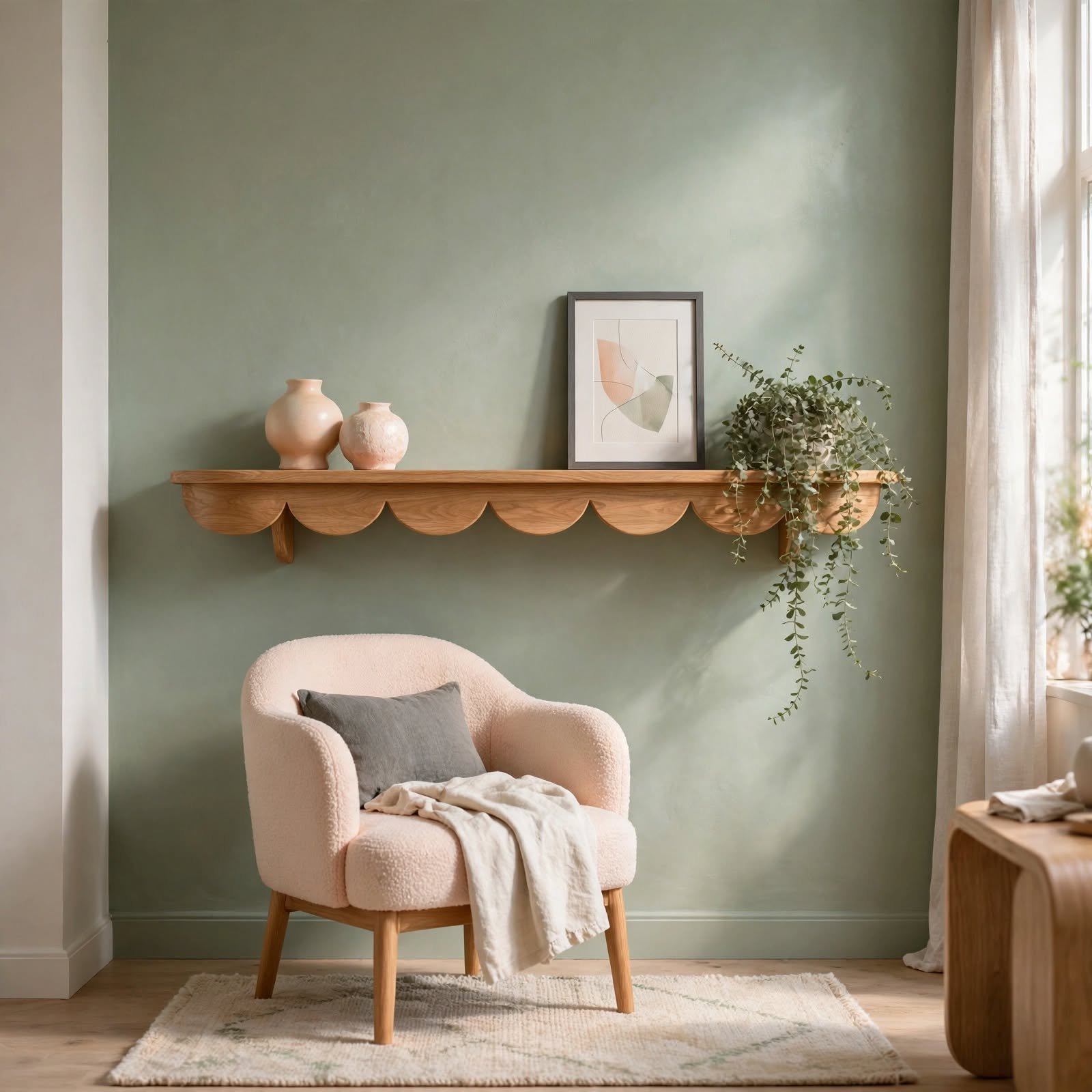 10. Scalloped Floating Shelf for Wall Decor