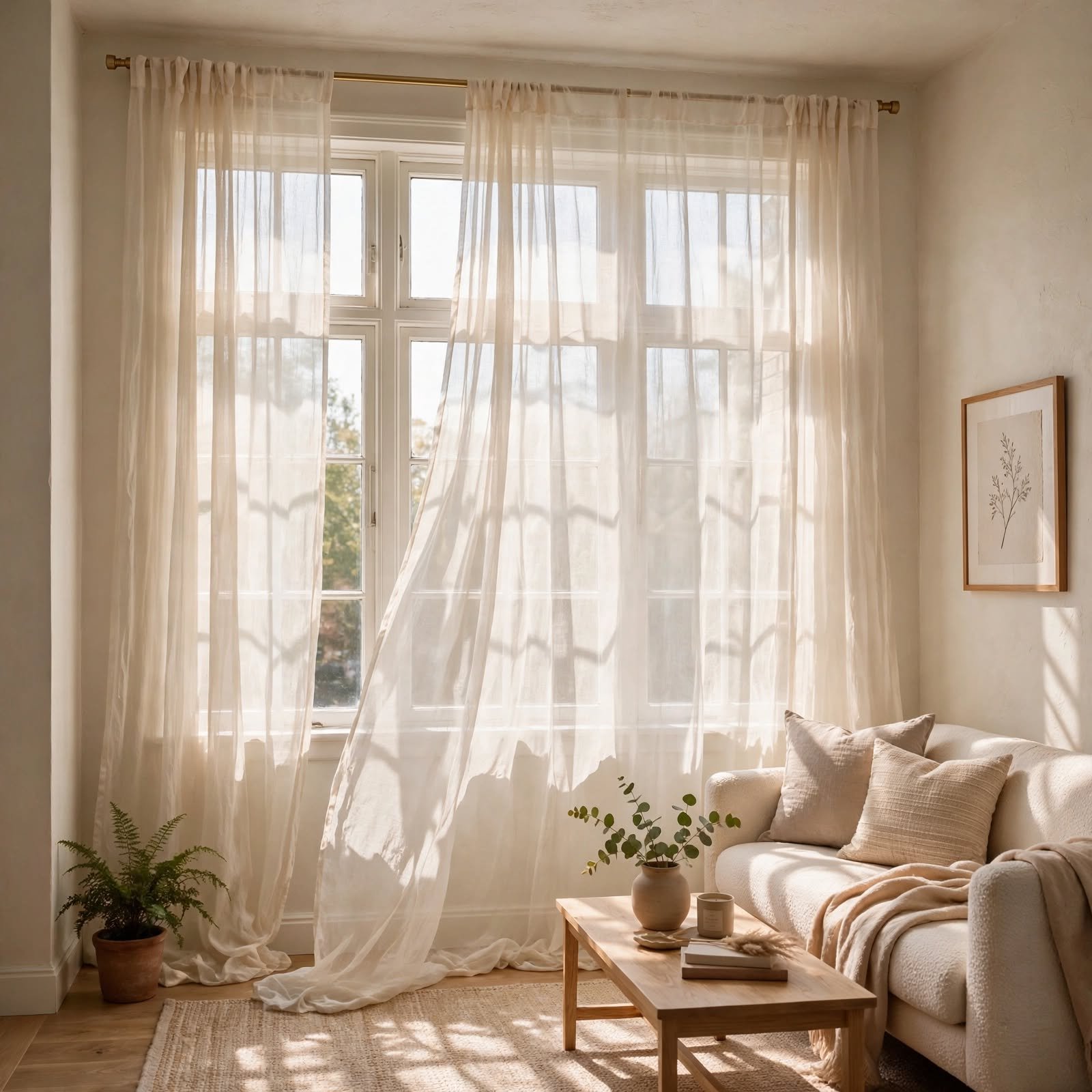 4. Sheer Curtain Panel for Small Apartment Decorating