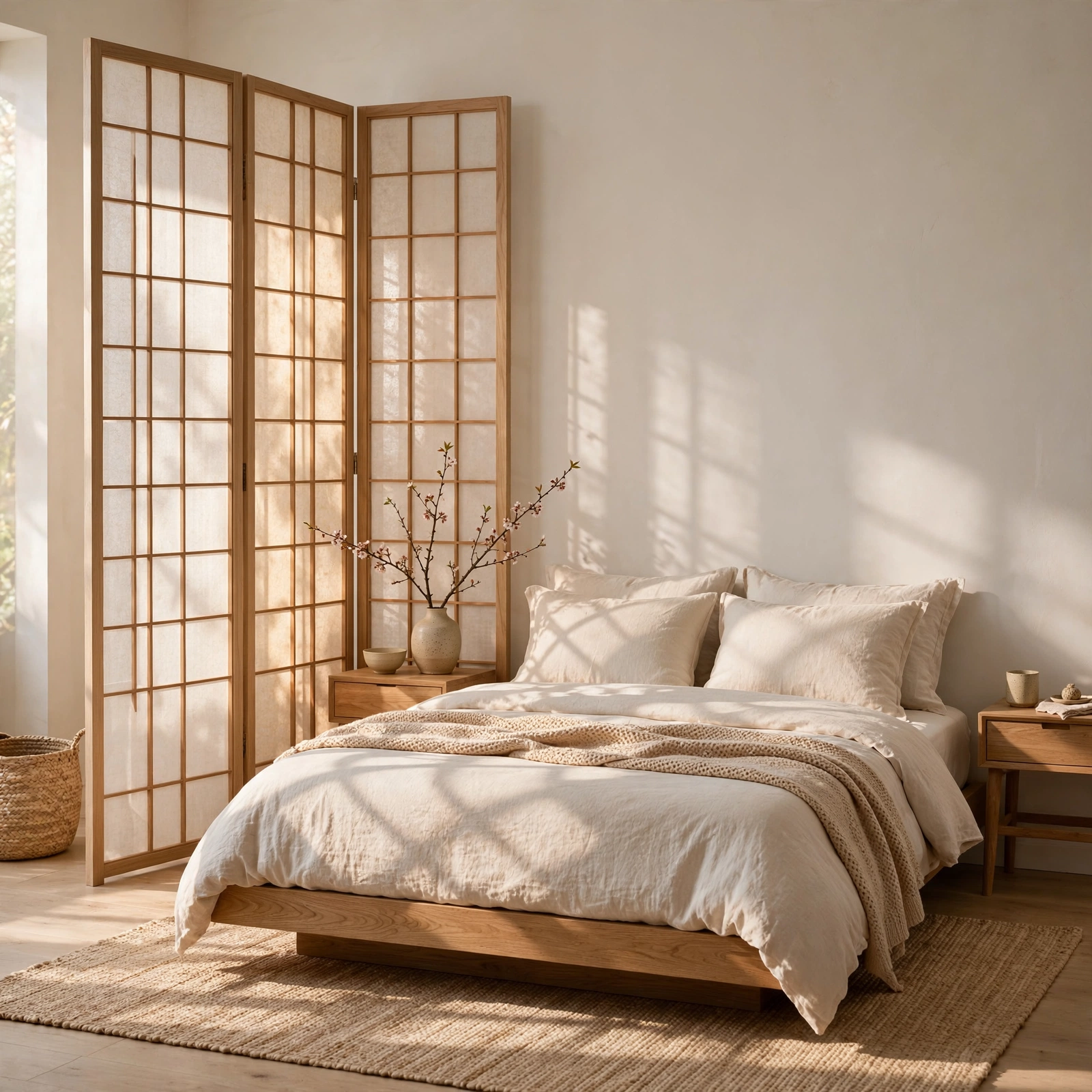 2. Shoji-Inspired Room Screen for Japandi Bedroom