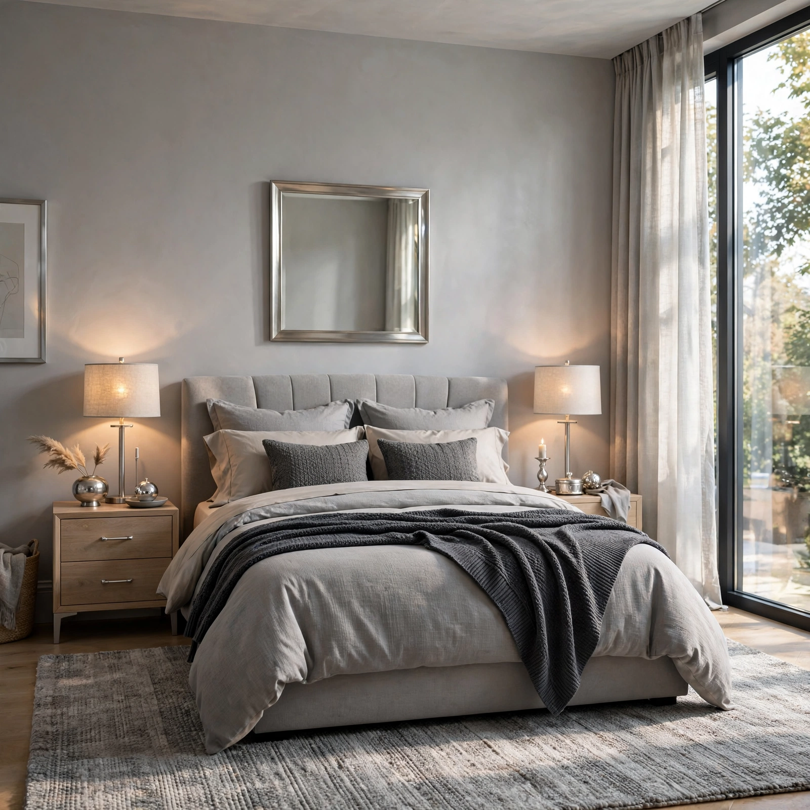 4. Silver Metallic Accents for Grey Bedroom Ideas