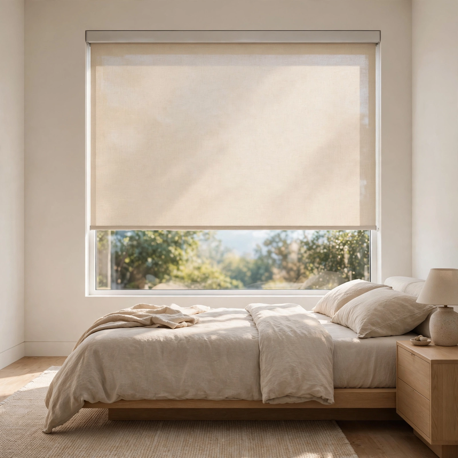 10. Simple Roller Shade for Minimalist Bedroom