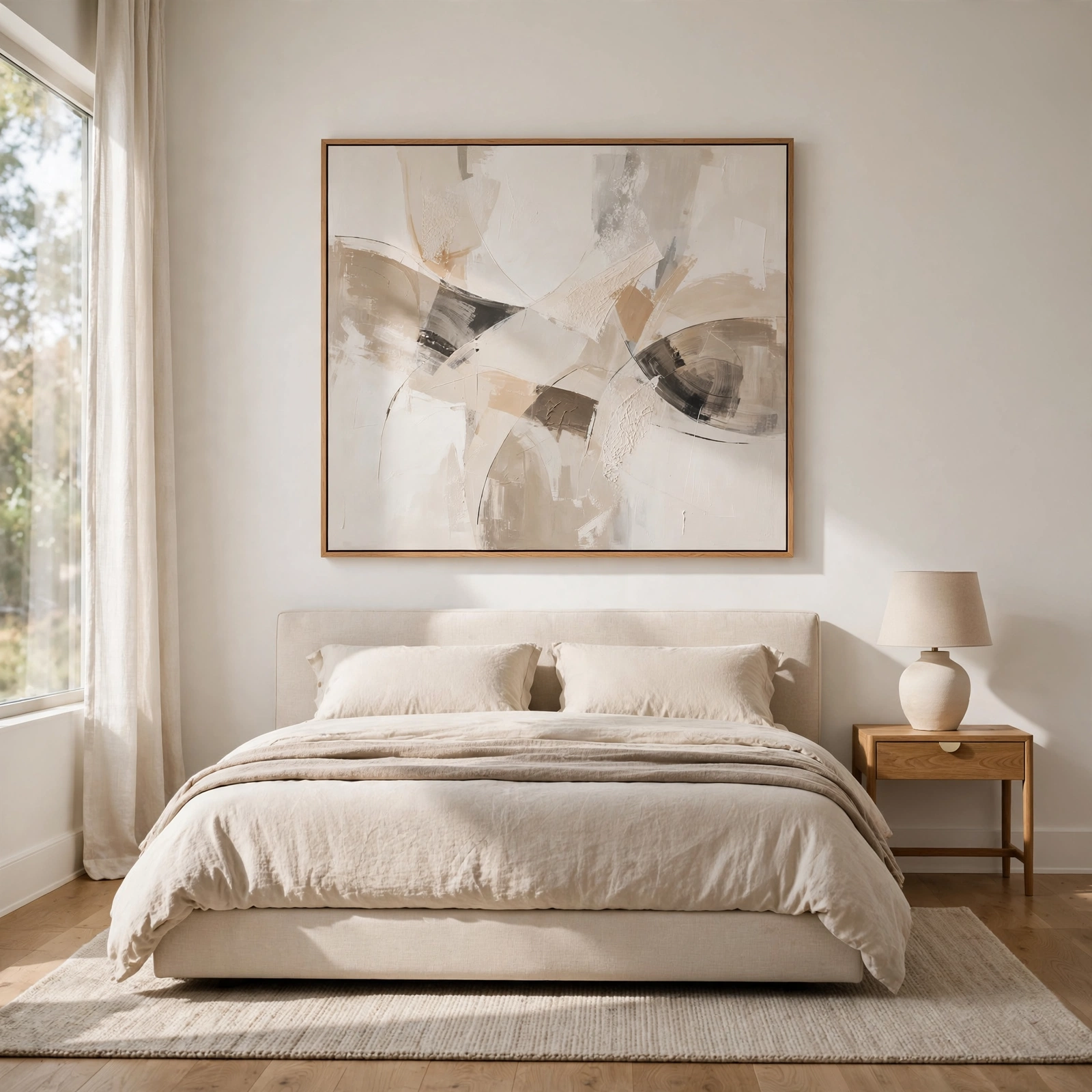 4. Single Statement Art Piece for Minimalist Bedroom