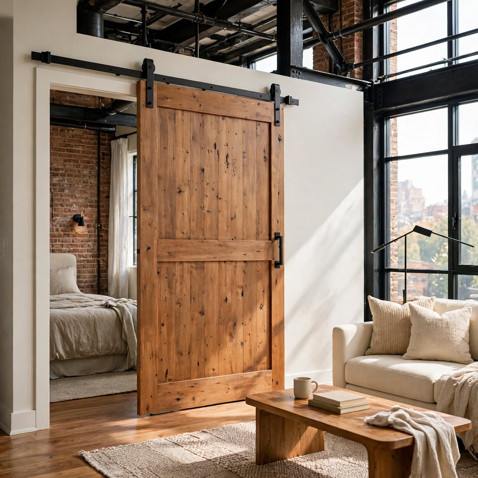 10. Sliding Barn Door Divider for Loft Apartment