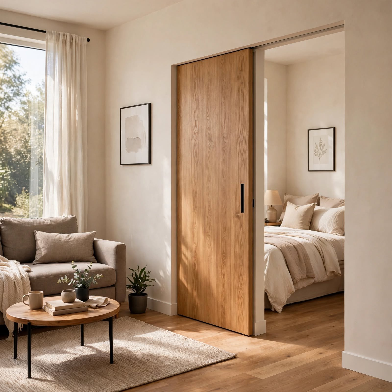 6. Sliding Pocket Door for Studio Apartment Ideas