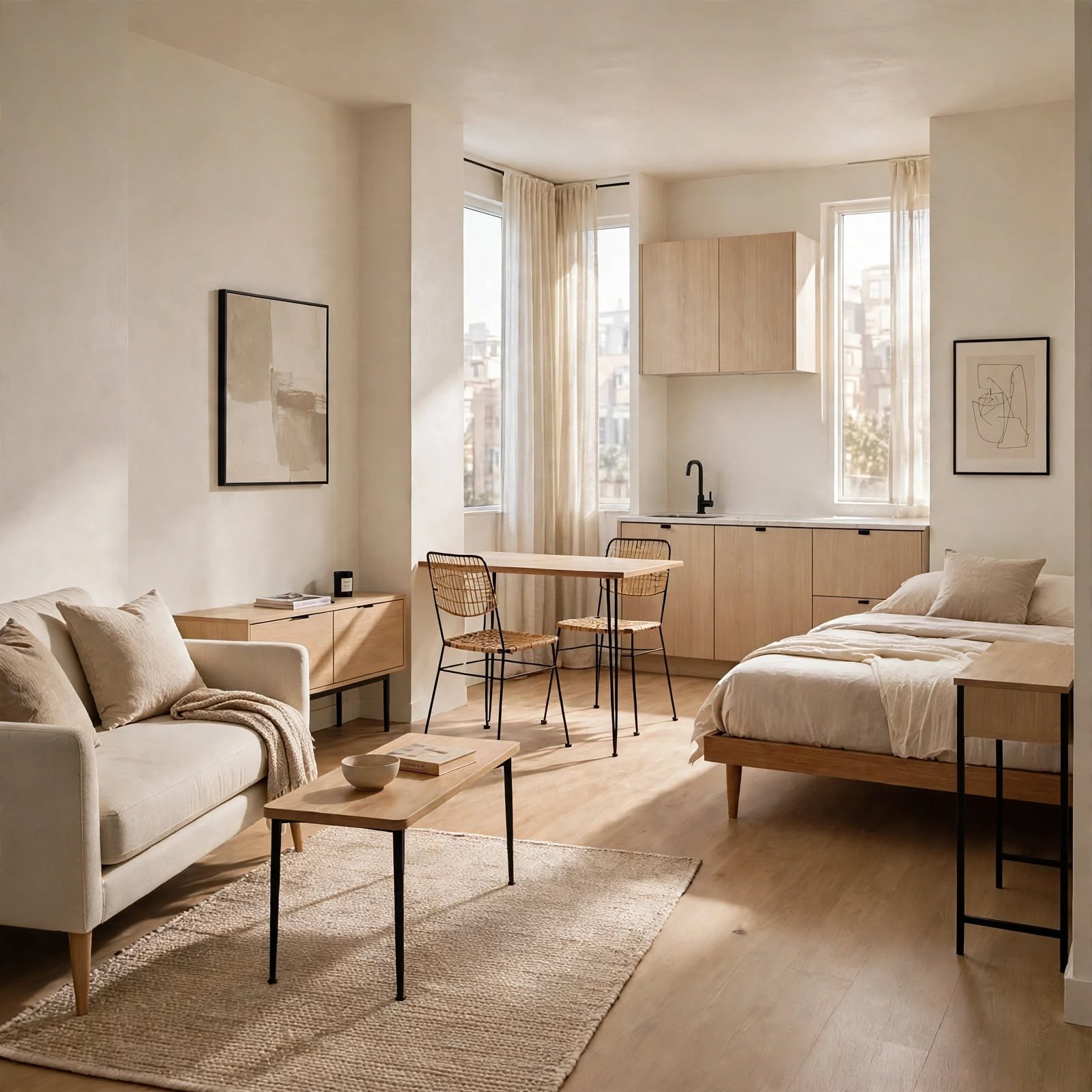 15. Slim Profile Furniture Silhouettes for Studio Apartment