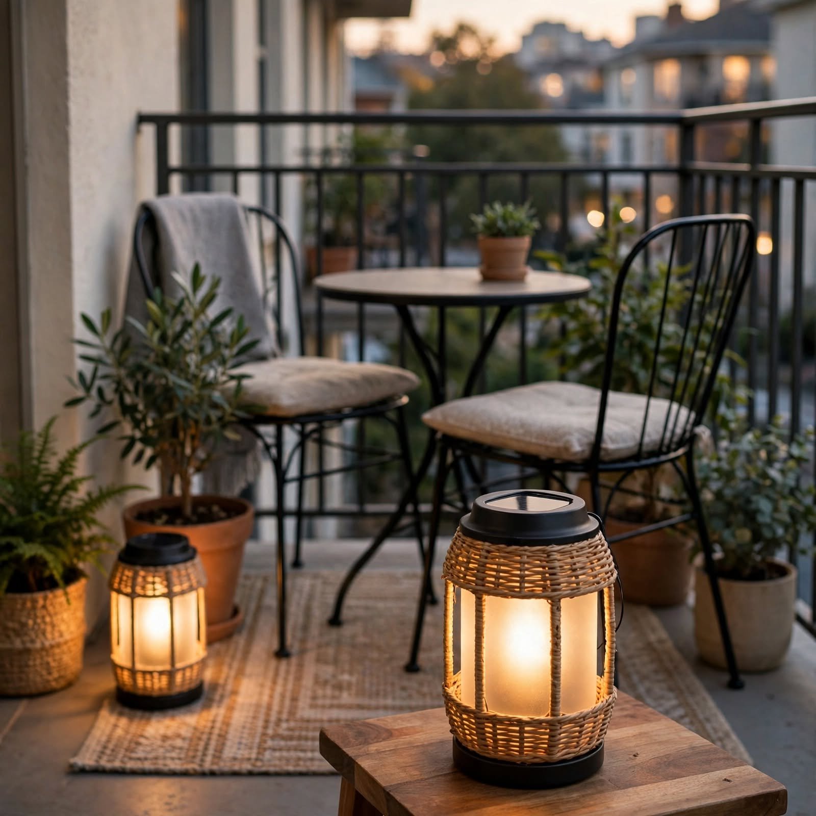 10. Solar Lantern Accent for Balcony Ideas Apartment